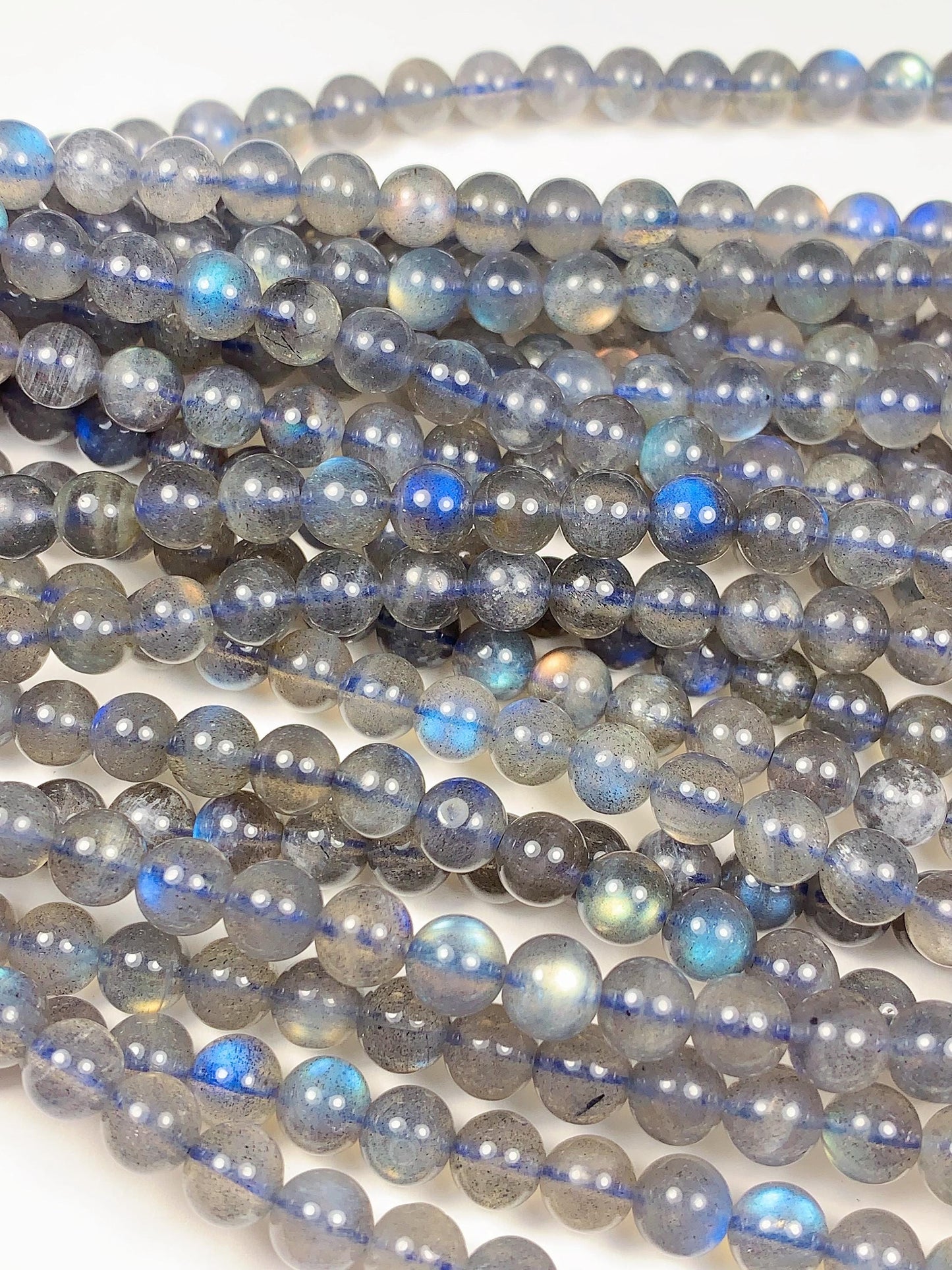 AAA++ Blue Rainbow Dark Gray Flashes Labradorite Smooth Round Beads 15.5" Strand gemstone 2mm 3mm 4mm 6mm 8mm 10mm 12mm 14mm 16mm 18mm 20mm