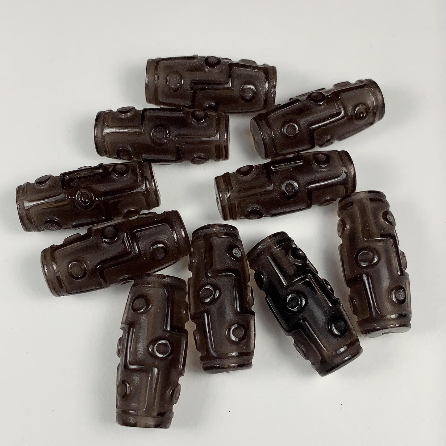 23mm Good Detail Carved  Natural Ice Smoky Brown Obsidian DZI DZ beads Loose Gems Gemstone
