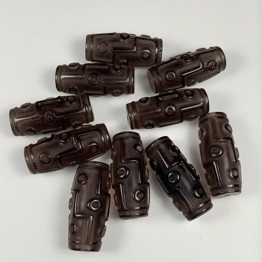 23mm Good Detail Carved  Natural Ice Smoky Brown Obsidian DZI DZ beads Loose Gems Gemstone