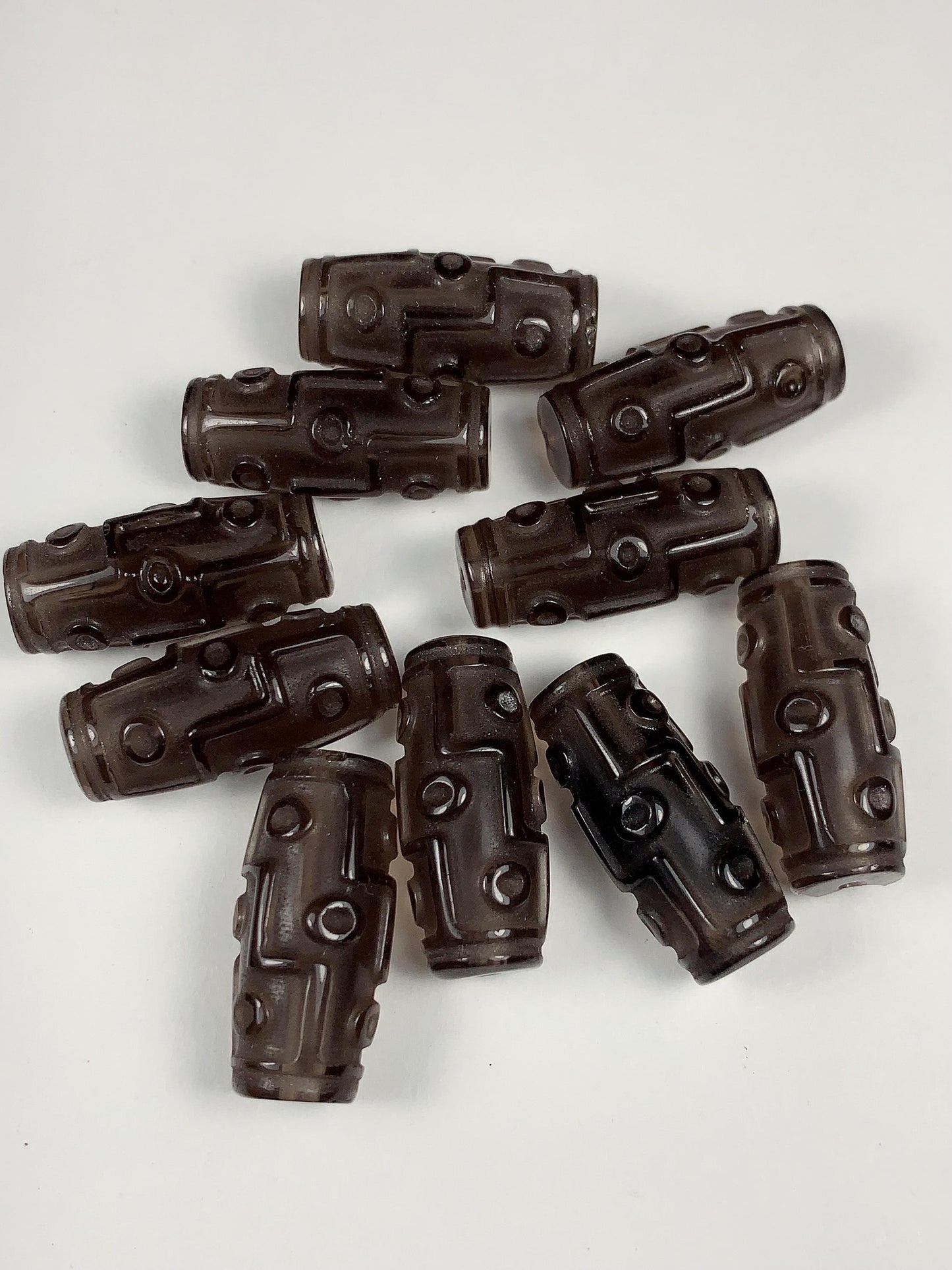 23mm Good Detail Carved  Natural Ice Smoky Brown Obsidian DZI DZ beads Loose Gems Gemstone