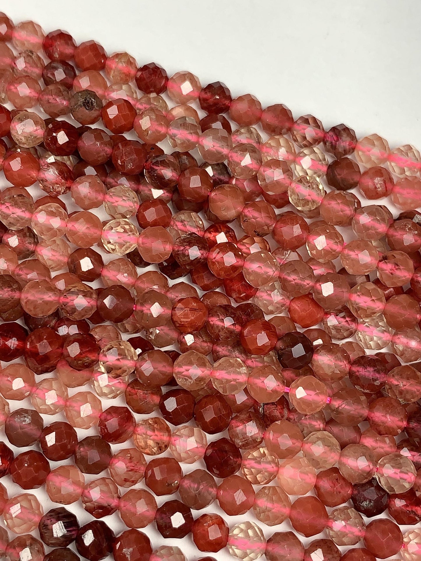 AAA Natural Red Lazasine Andesine Labradorite Faceted Round Beads Gemstone Strand 15.5 4mm