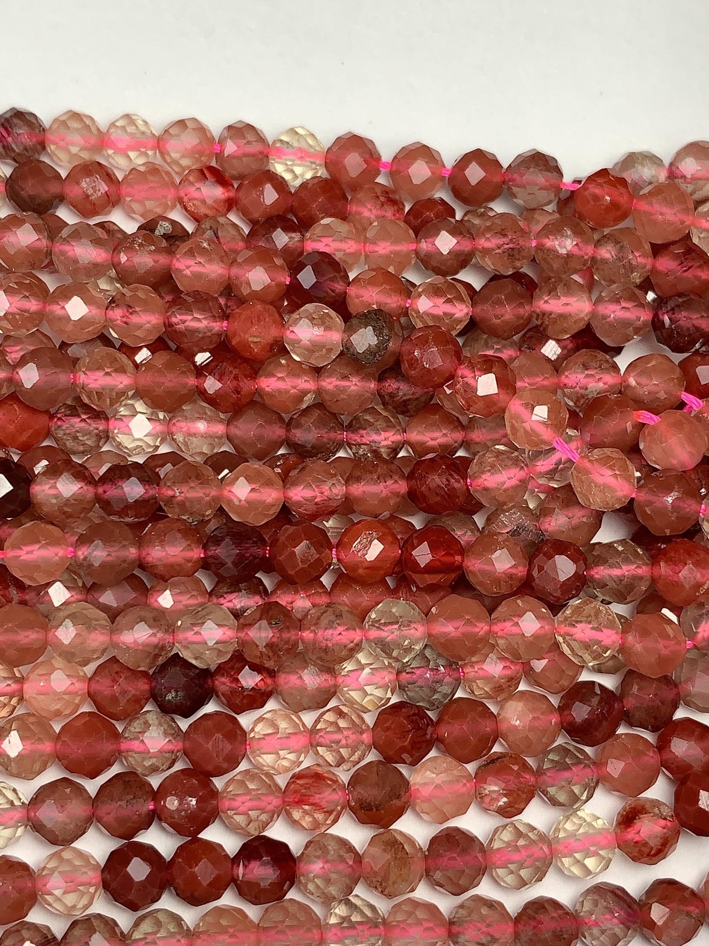 AAA Natural Red Lazasine Andesine Labradorite Faceted Round Beads Gemstone Strand 15.5 4mm