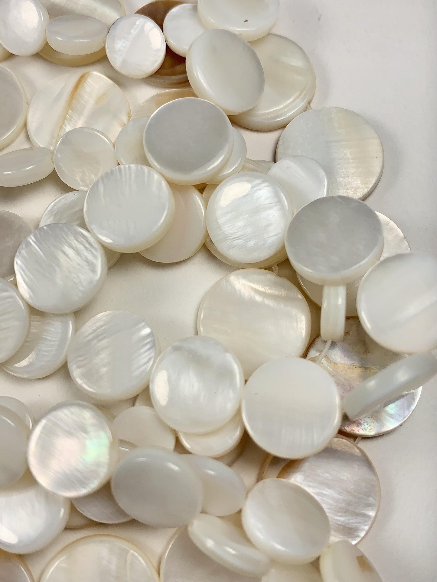 Genuine Natural White Mother of pearl Shell  Smooth Flat Round Beads 15.5" Strand 6mm 8mm 10mm 12mm 15mm