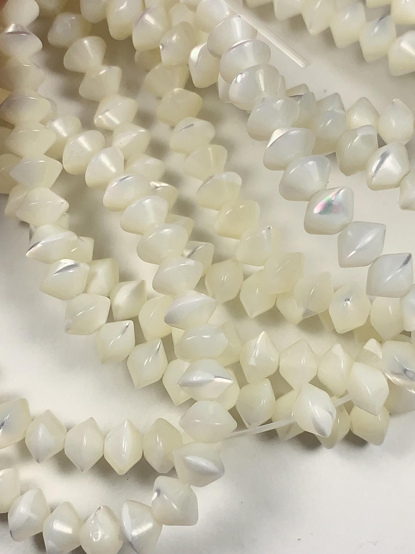 4x6mm AAA Natural White Mother of pearl Shell Bicone Rondelle Shape Beads 15Strand