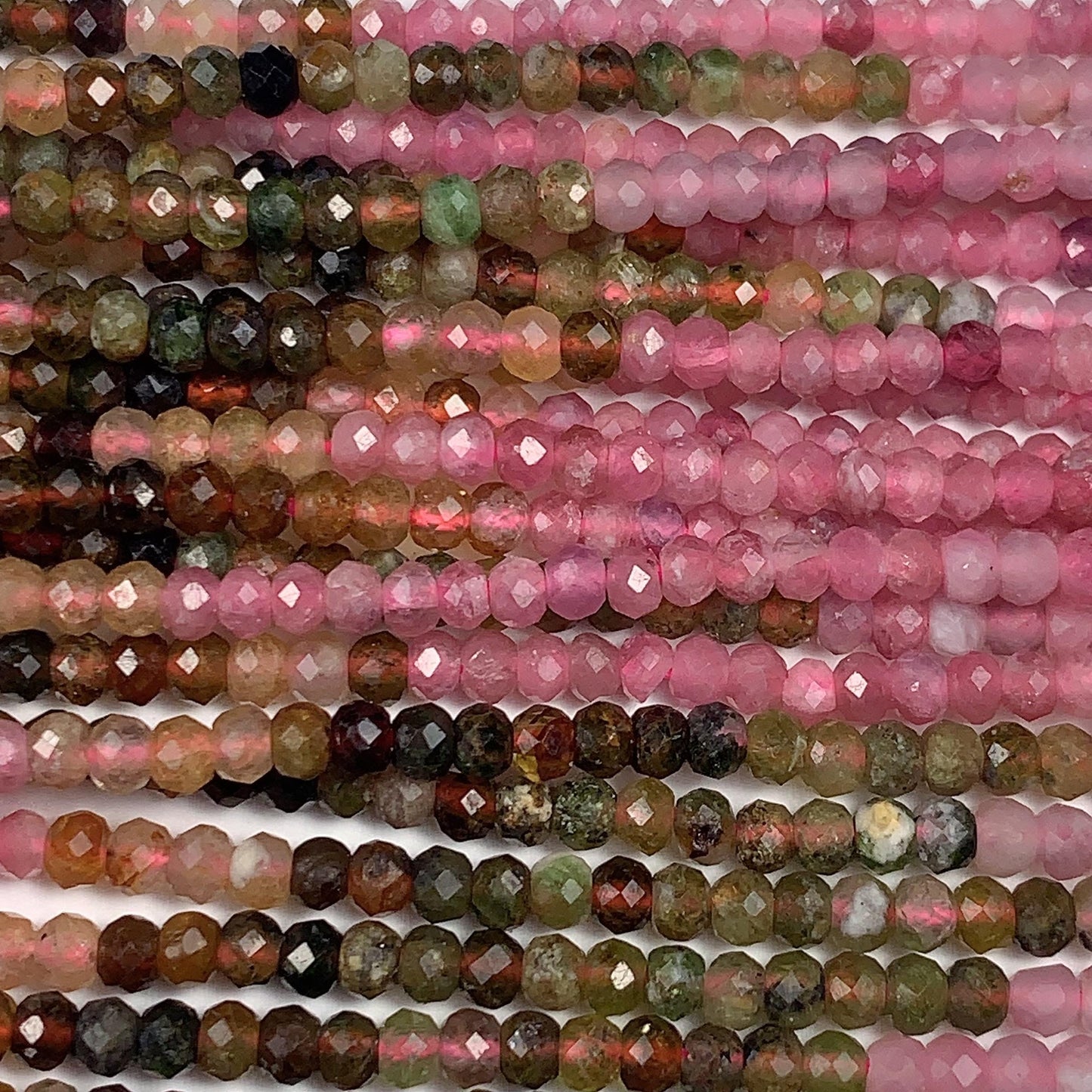 2x3mm Natural Rainbow Tourmaline Faceted Rondelle Beads Gradient Gemstone Strand 15.5