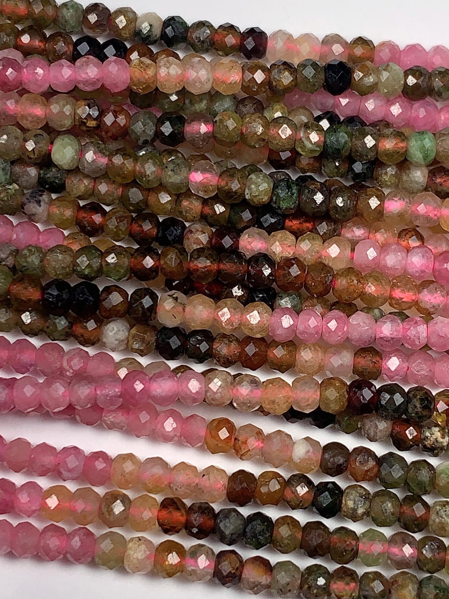 2x3mm Natural Rainbow Tourmaline Faceted Rondelle Beads Gradient Gemstone Strand 15.5