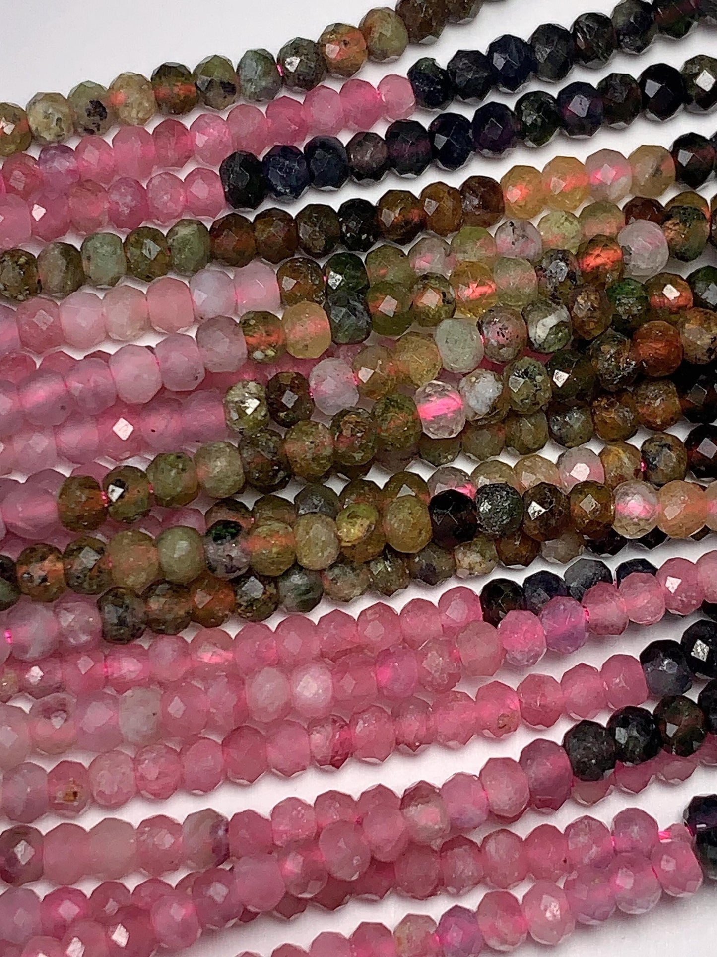 2x3mm Natural Rainbow Tourmaline Faceted Rondelle Beads Gradient Gemstone Strand 15.5