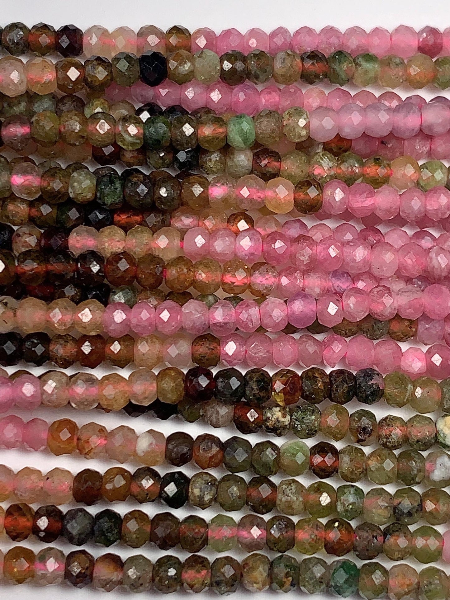 2x3mm Natural Rainbow Tourmaline Faceted Rondelle Beads Gradient Gemstone Strand 15.5