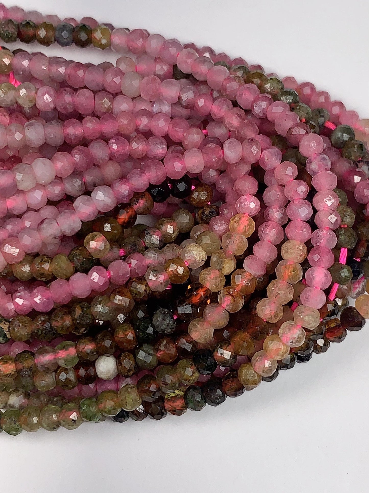 2x3mm Natural Rainbow Tourmaline Faceted Rondelle Beads Gradient Gemstone Strand 15.5