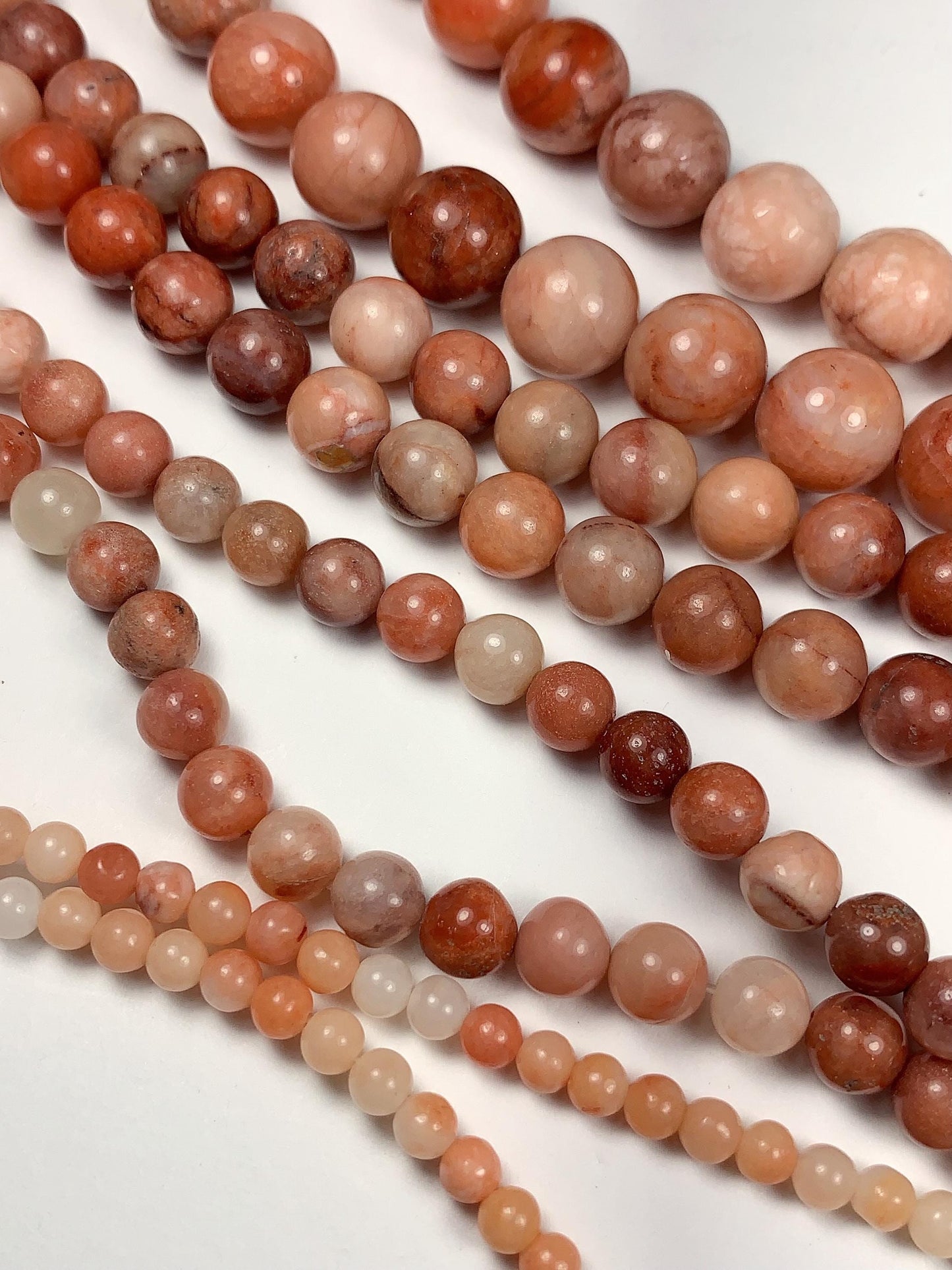 Natural Peach Pink Aventurine Smooth Round Beads 15.5" Strand  4mm 6mm 8mm 10mm