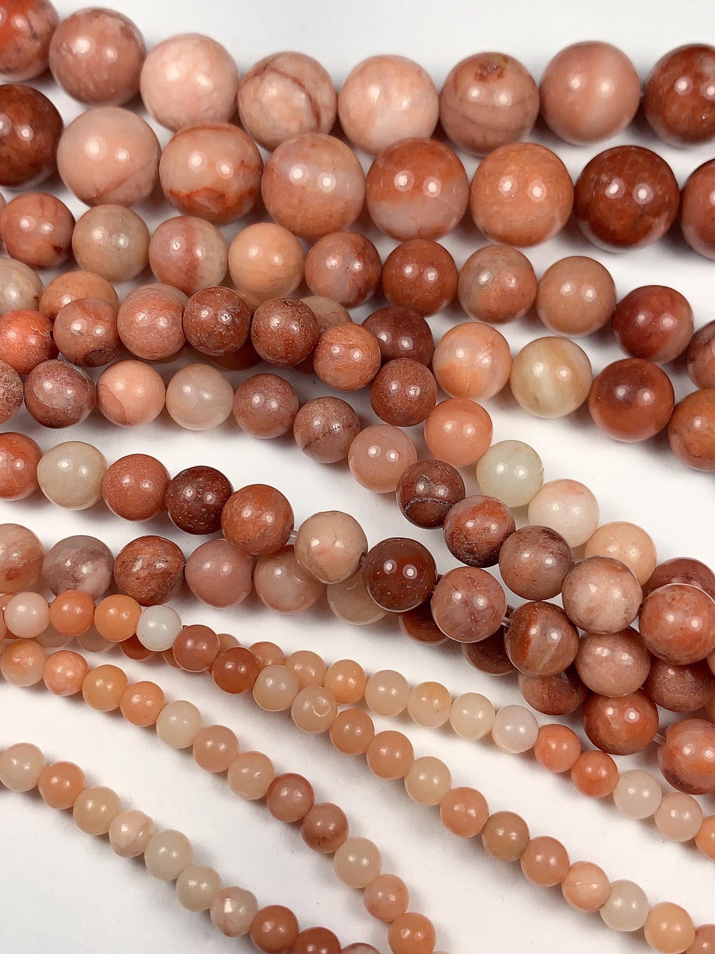 Natural Peach Pink Aventurine Smooth Round Beads 15.5" Strand  4mm 6mm 8mm 10mm