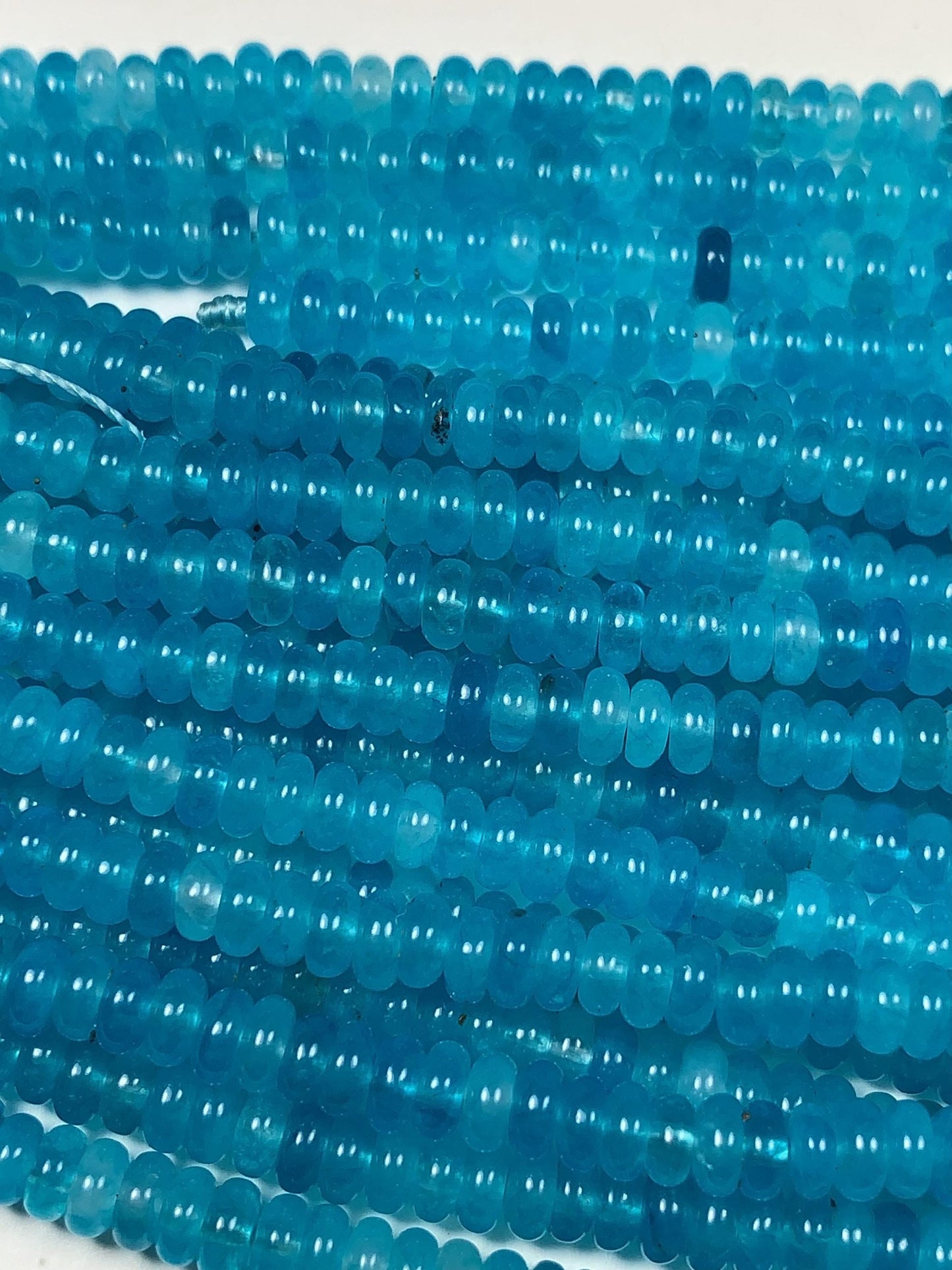 2x4mm Aqua Blue Agate Smooth Rondelle Beads 15" Strand