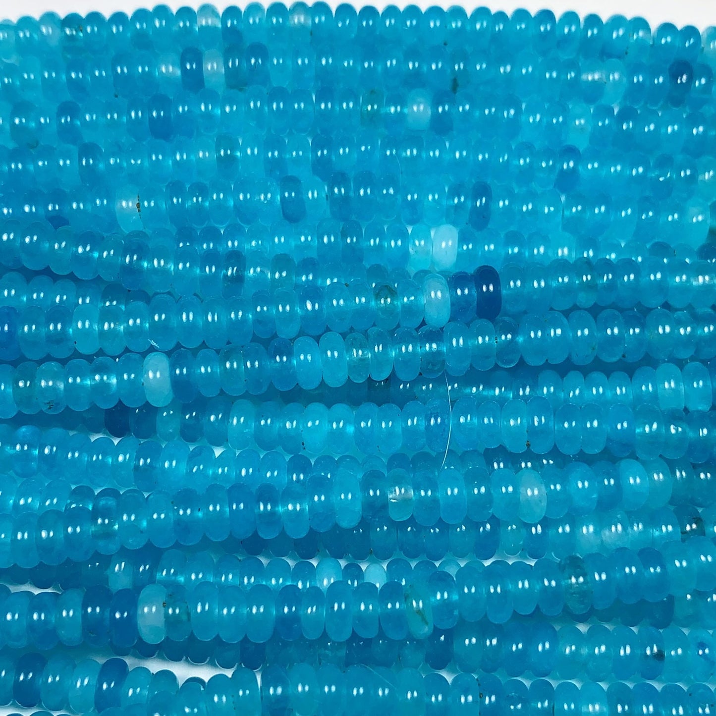 2x4mm Aqua Blue Agate Smooth Rondelle Beads 15" Strand