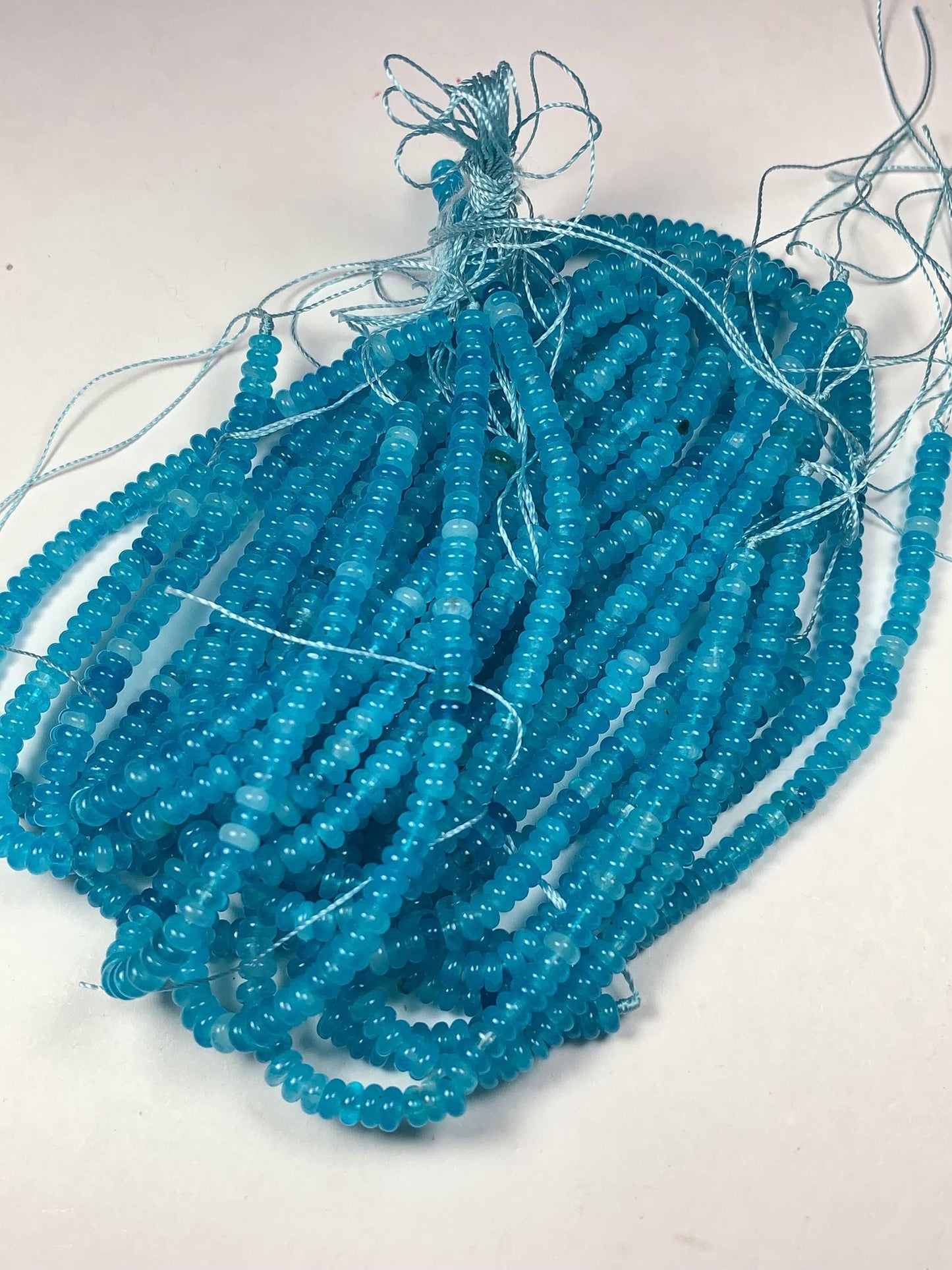 2x4mm Aqua Blue Agate Smooth Rondelle Beads 15" Strand