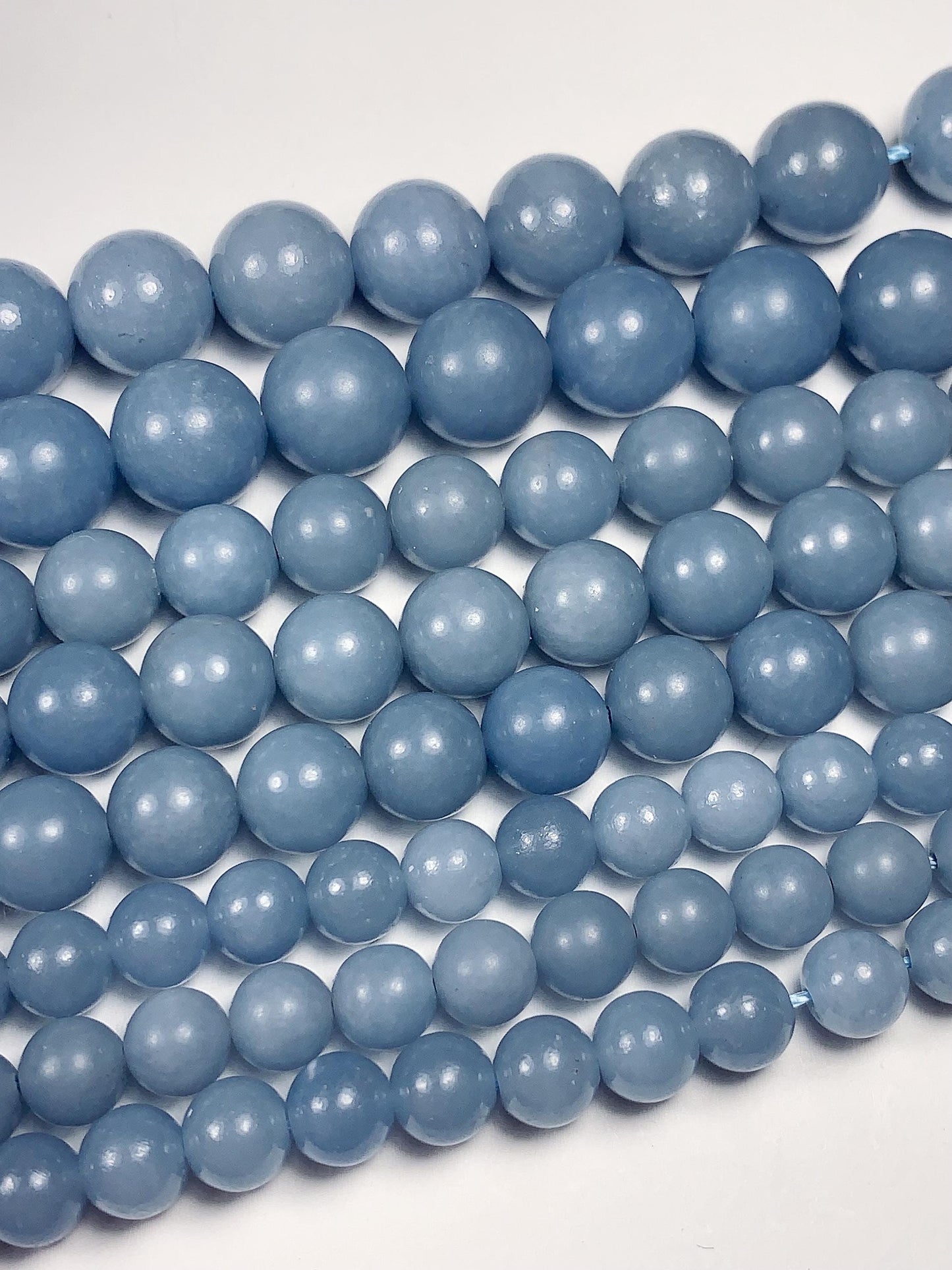 AAA Natural Blue Angelite Smooth Round Beads 15.5" Strand Gemstone