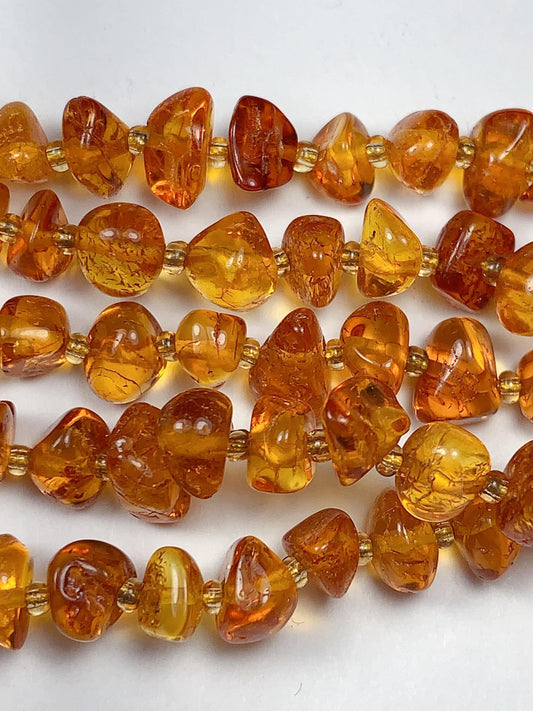 5-10mm Natural Deep Gold Honey Yellow Baltic Amber Chip Nugget Irregular Beads 15.5" Strand  DIY Jewelry