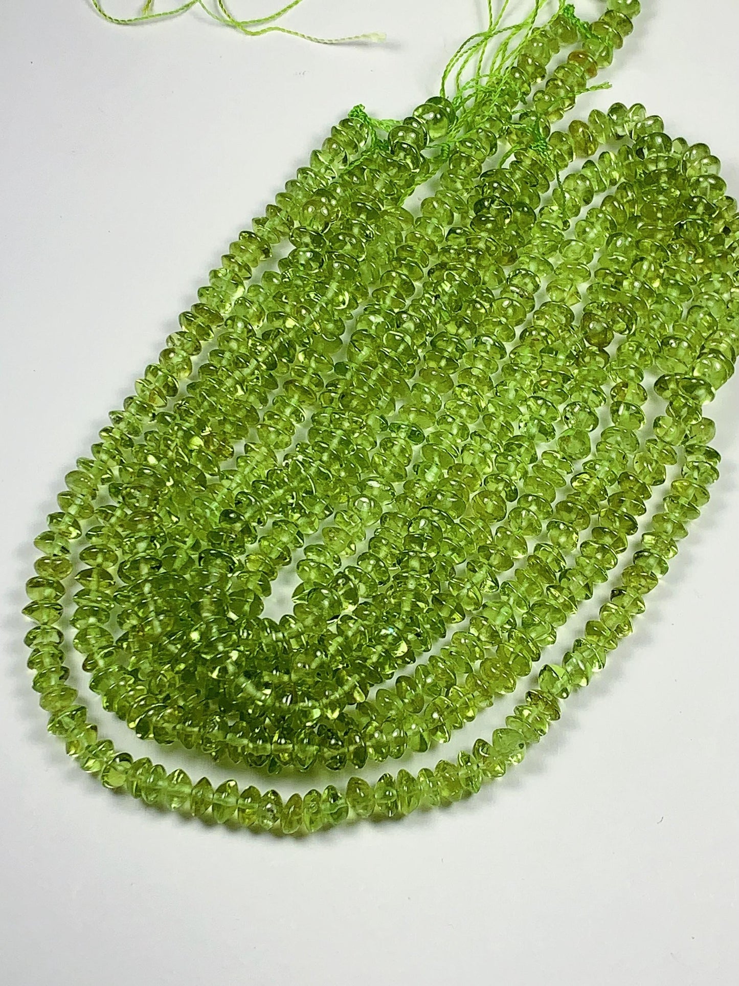 4.5 mm AAA Green Peridot Rondelle Beads 15" Strand