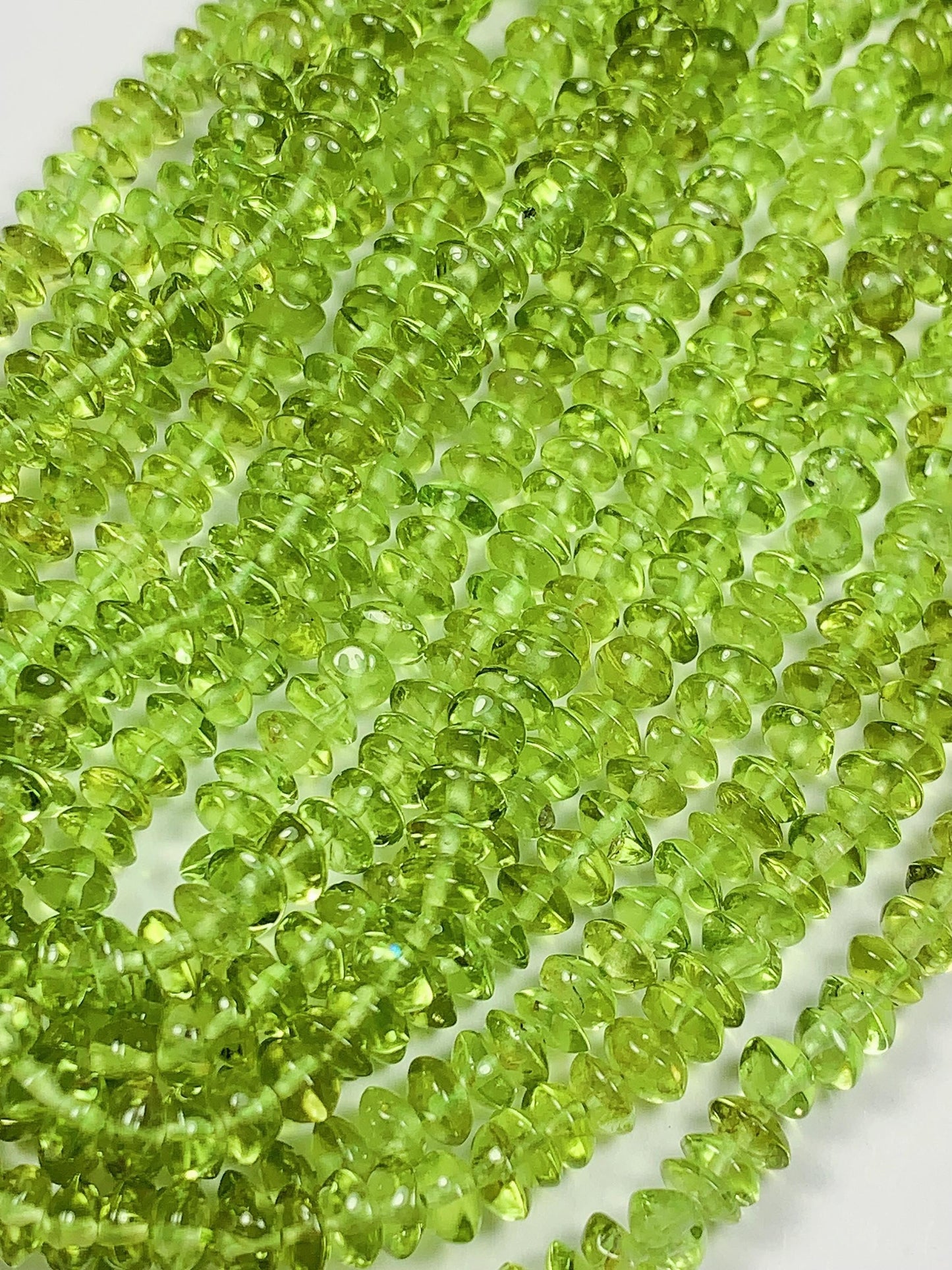 4.5 mm AAA Green Peridot Rondelle Beads 15" Strand