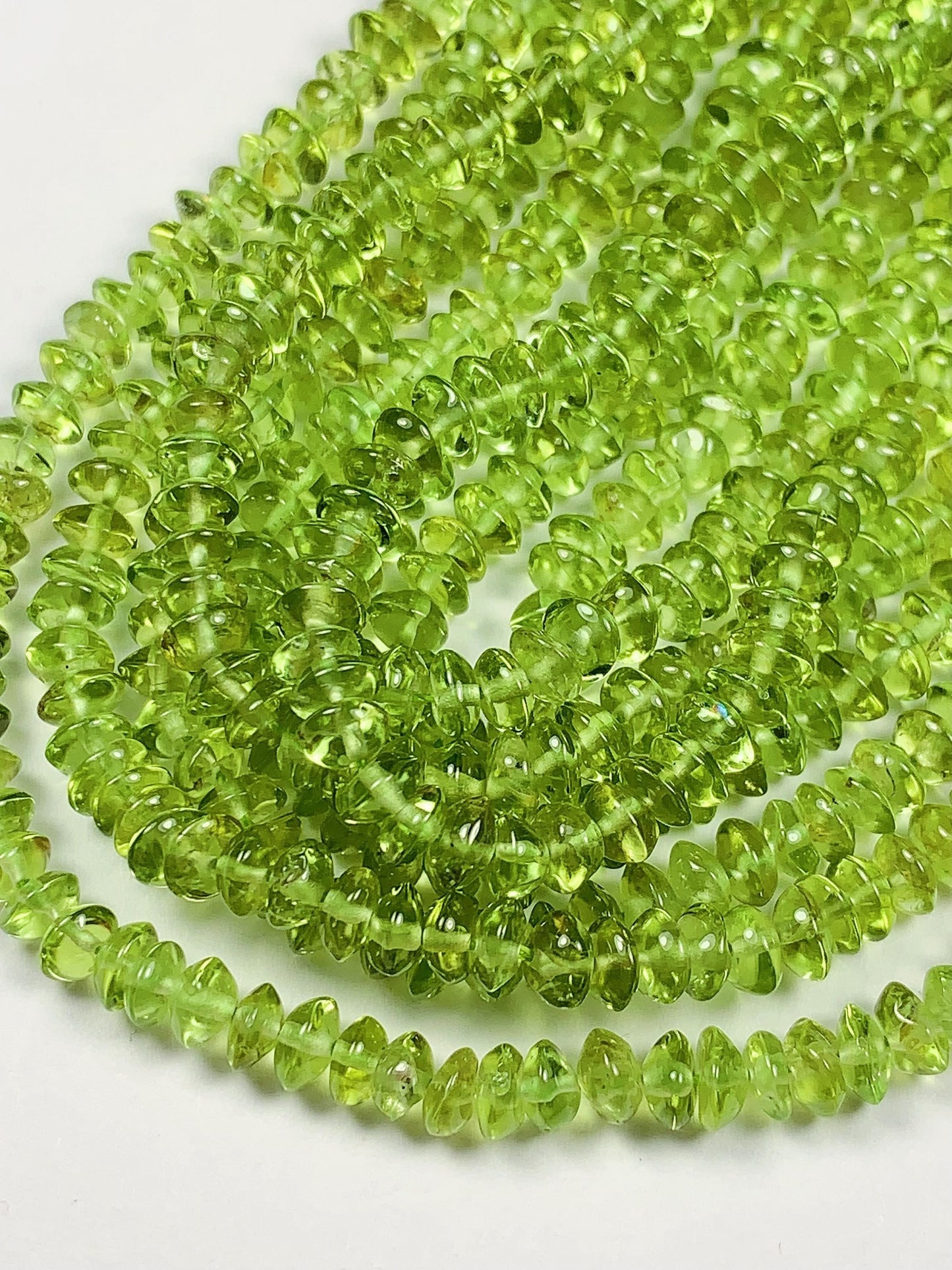 4.5 mm AAA Green Peridot Rondelle Beads 15" Strand