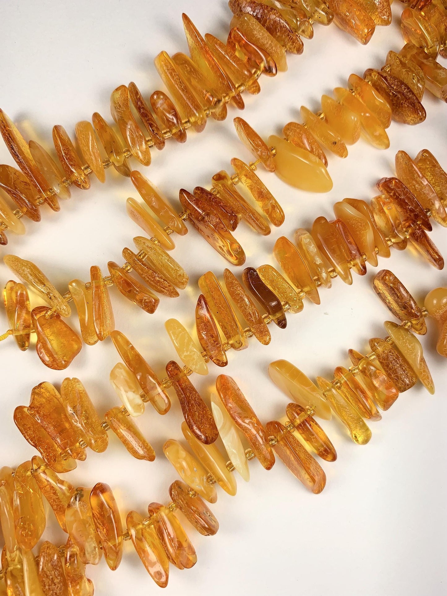 15-18mm Natural Deep Gold Honey Yellow Baltic Amber Stick Spike Chip Nugget Irregular Beads 15" Strand  DIY Jewelry long