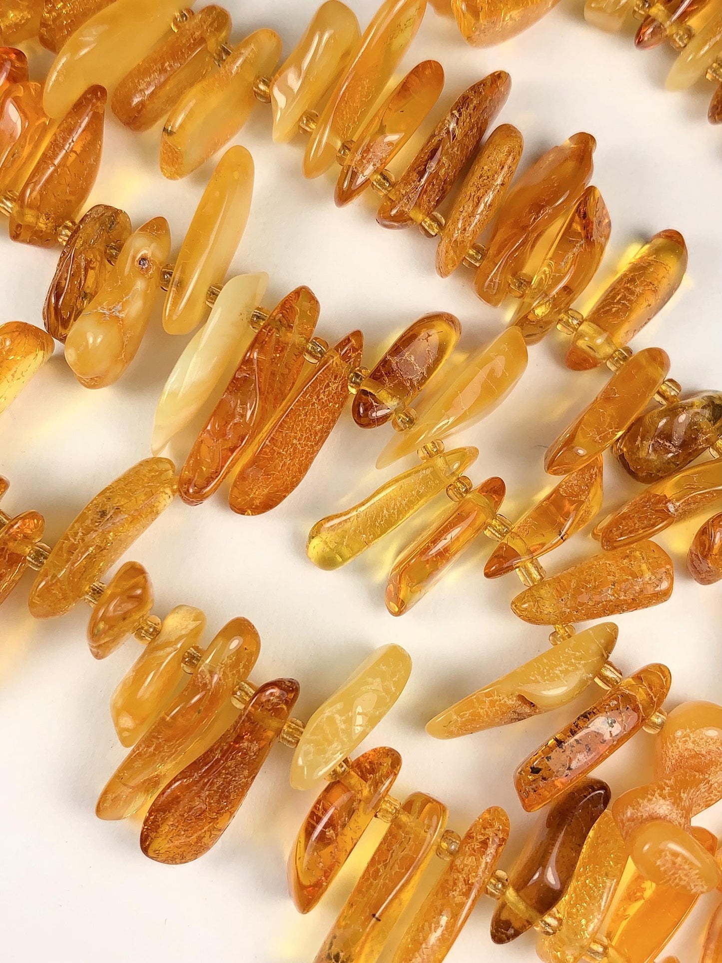 15-18mm Natural Deep Gold Honey Yellow Baltic Amber Stick Spike Chip Nugget Irregular Beads 15" Strand  DIY Jewelry long