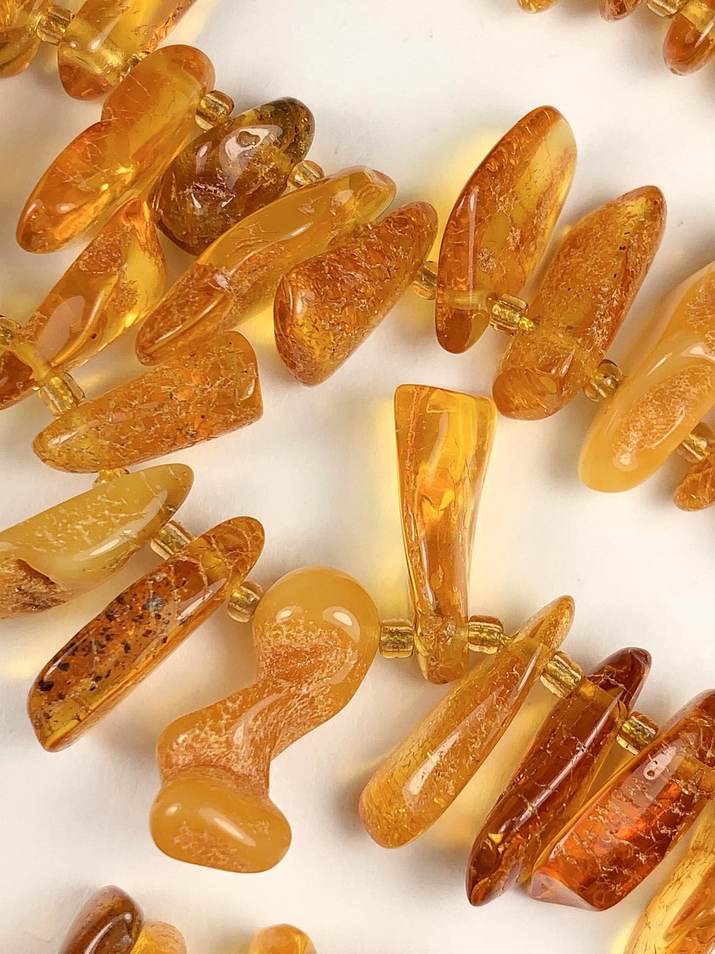 15-18mm Natural Deep Gold Honey Yellow Baltic Amber Stick Spike Chip Nugget Irregular Beads 15" Strand  DIY Jewelry long