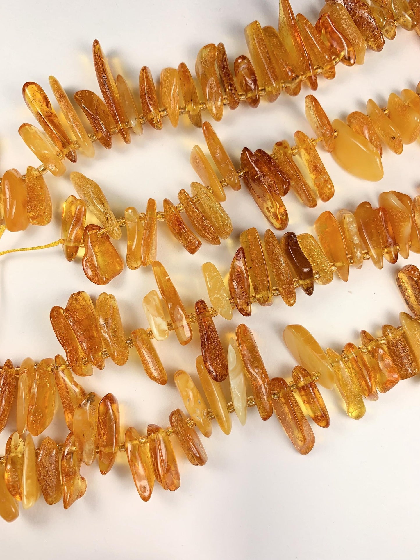 15-18mm Natural Deep Gold Honey Yellow Baltic Amber Stick Spike Chip Nugget Irregular Beads 15" Strand  DIY Jewelry long