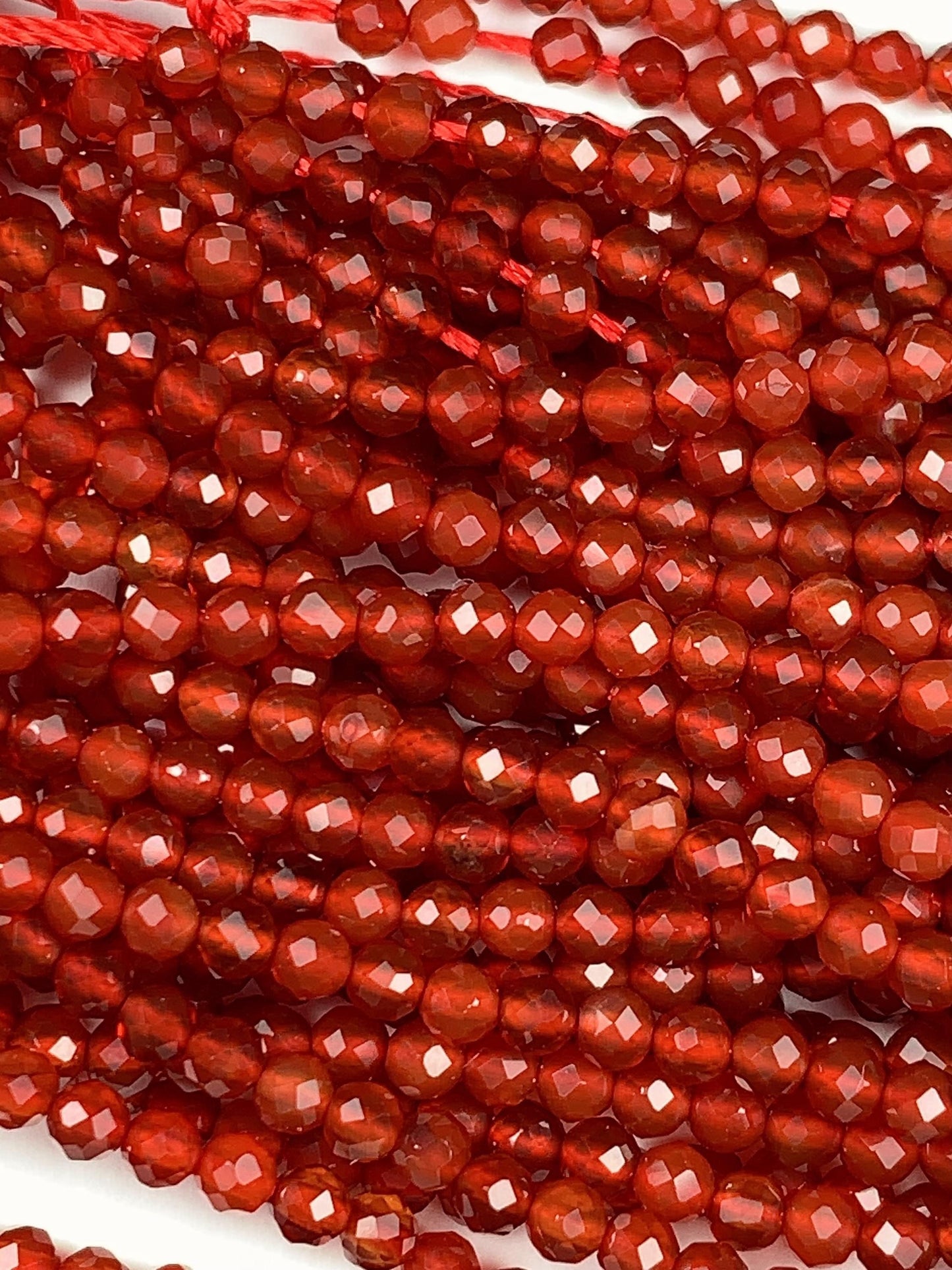 Deep Red Agate Faceted Round Beads 15.5" Strand 2mm