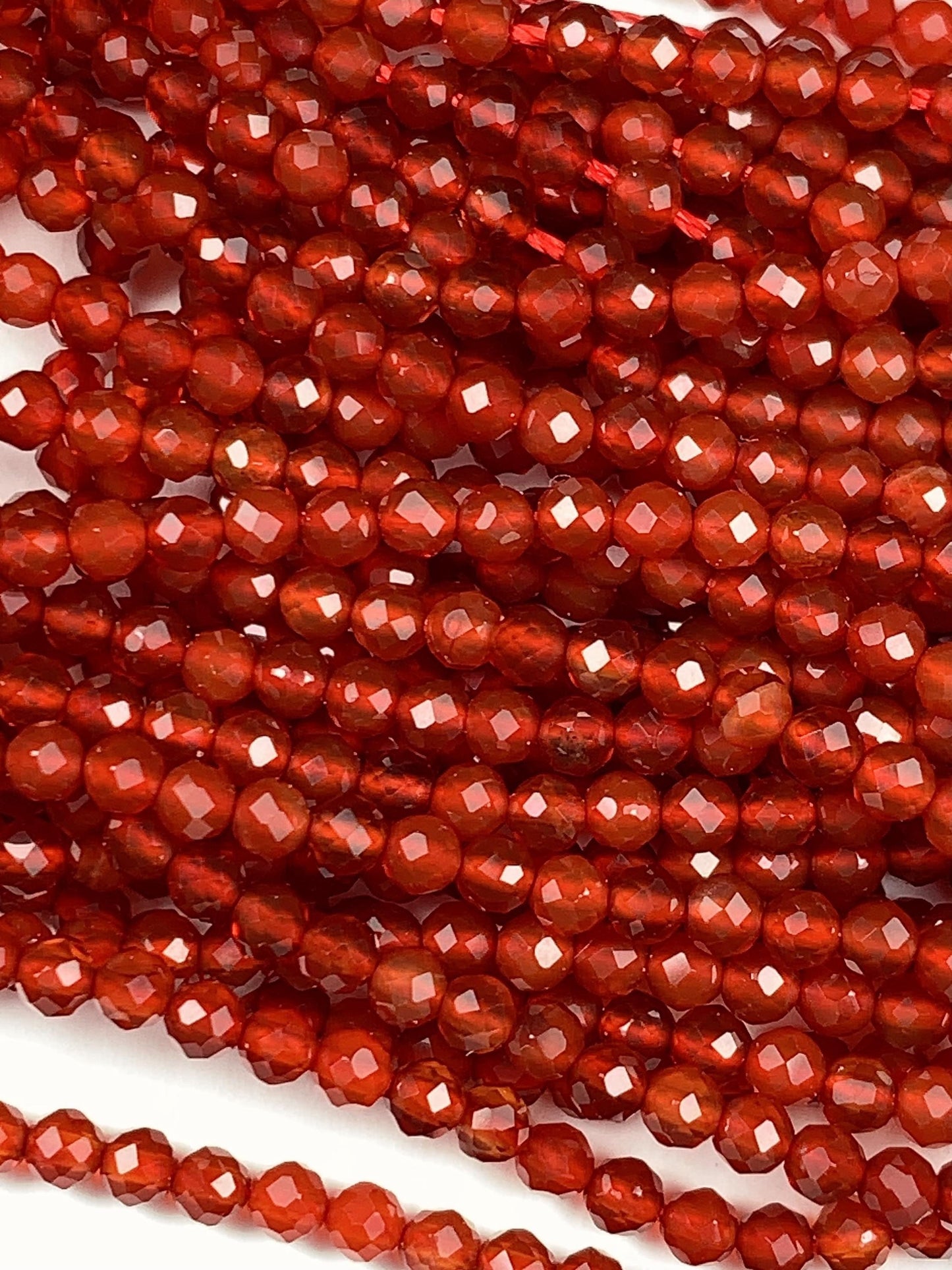 Deep Red Agate Faceted Round Beads 15.5" Strand 2mm