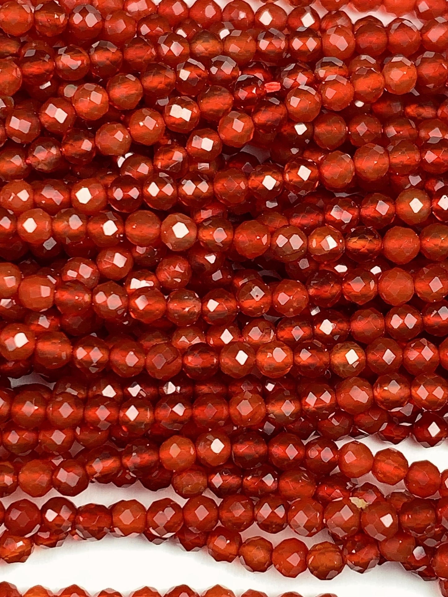 Deep Red Agate Faceted Round Beads 15.5" Strand 2mm