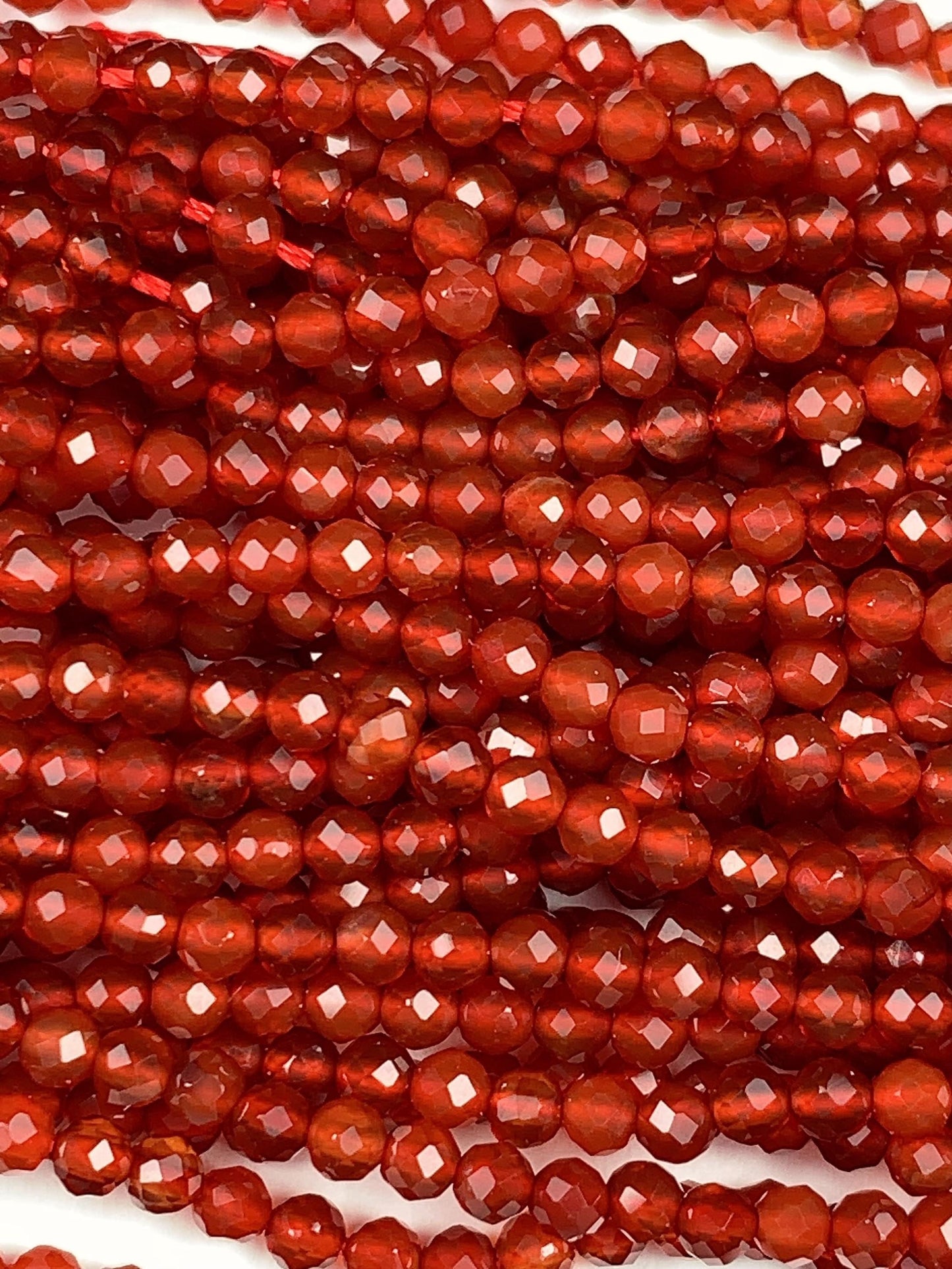 Deep Red Agate Faceted Round Beads 15.5" Strand 2mm