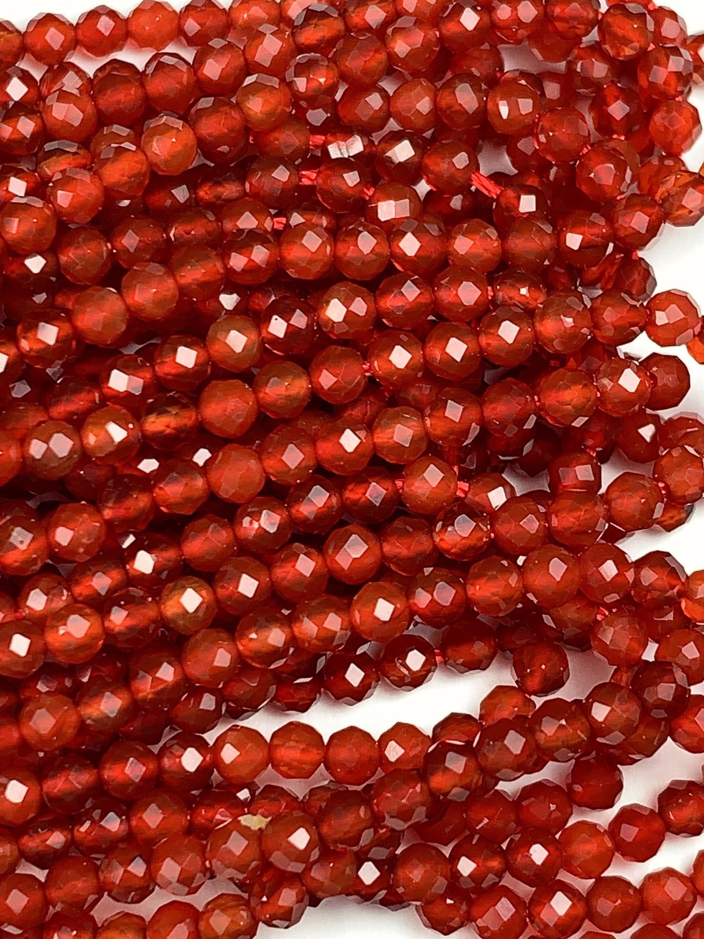Deep Red Agate Faceted Round Beads 15.5" Strand 2mm