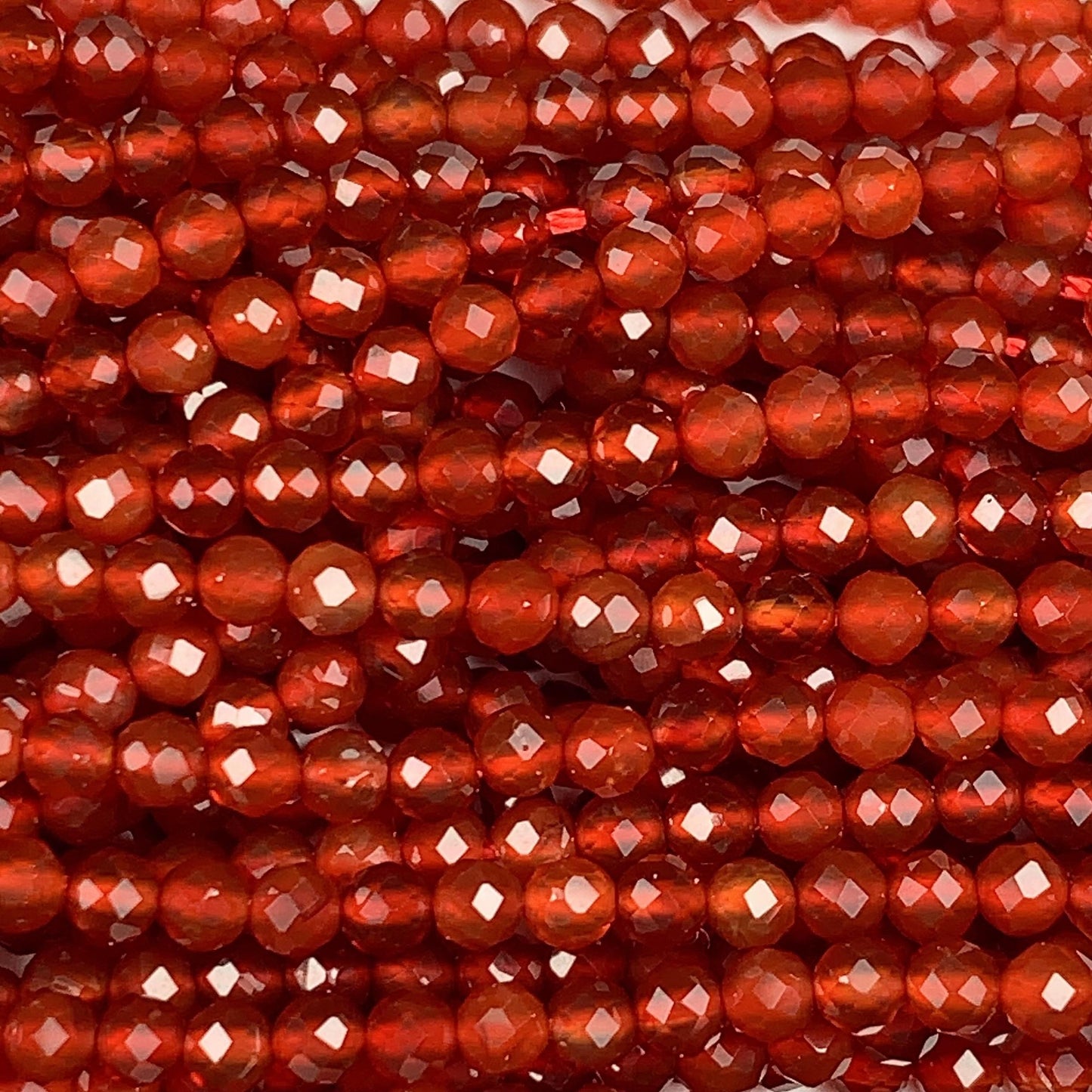 Deep Red Agate Faceted Round Beads 15.5" Strand 2mm