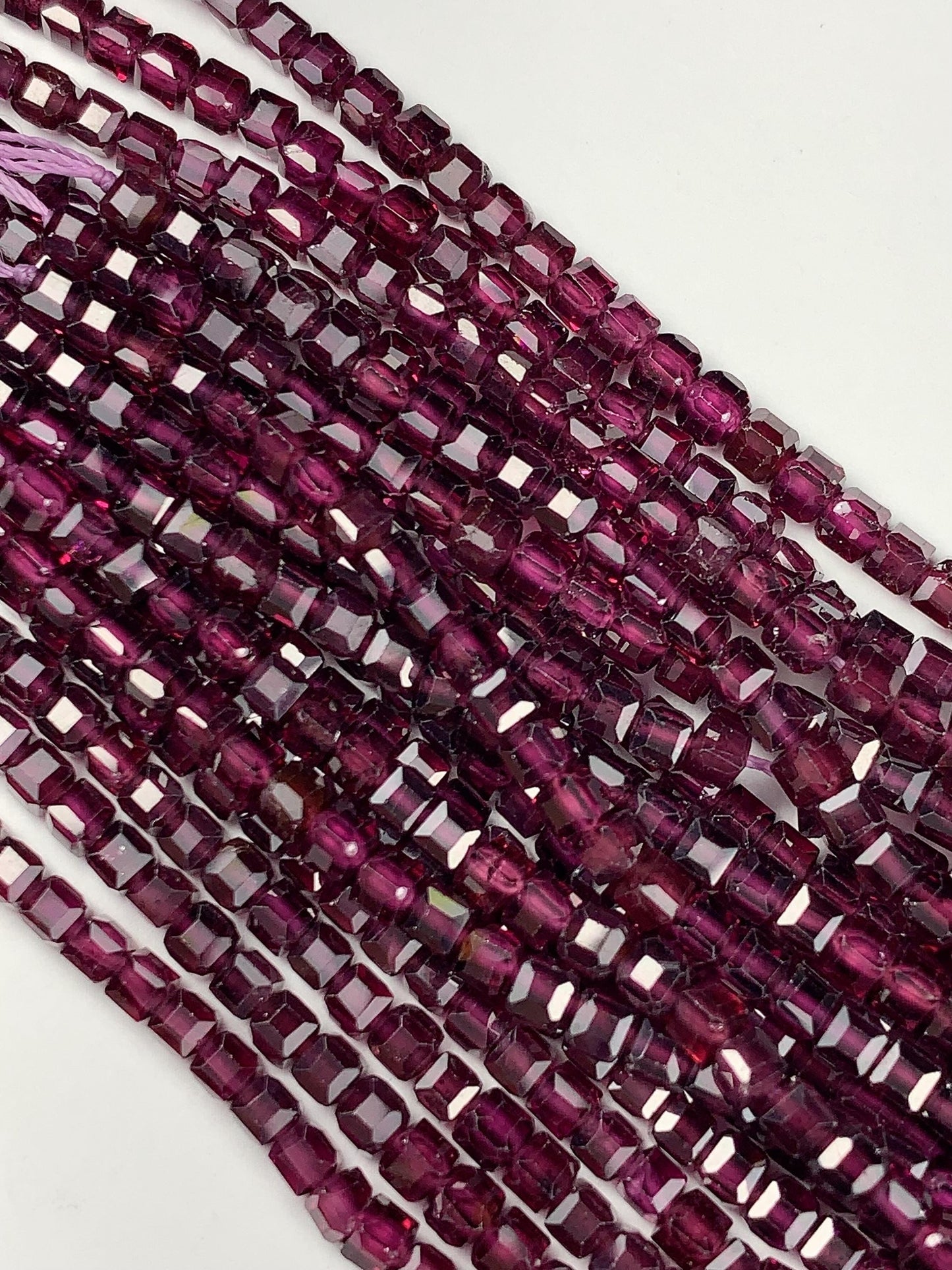 AAA Natural Magenta Purple Garnet Faceted Cube Square Dice Beads Strand 15.5  2mm 3mm Gemstone