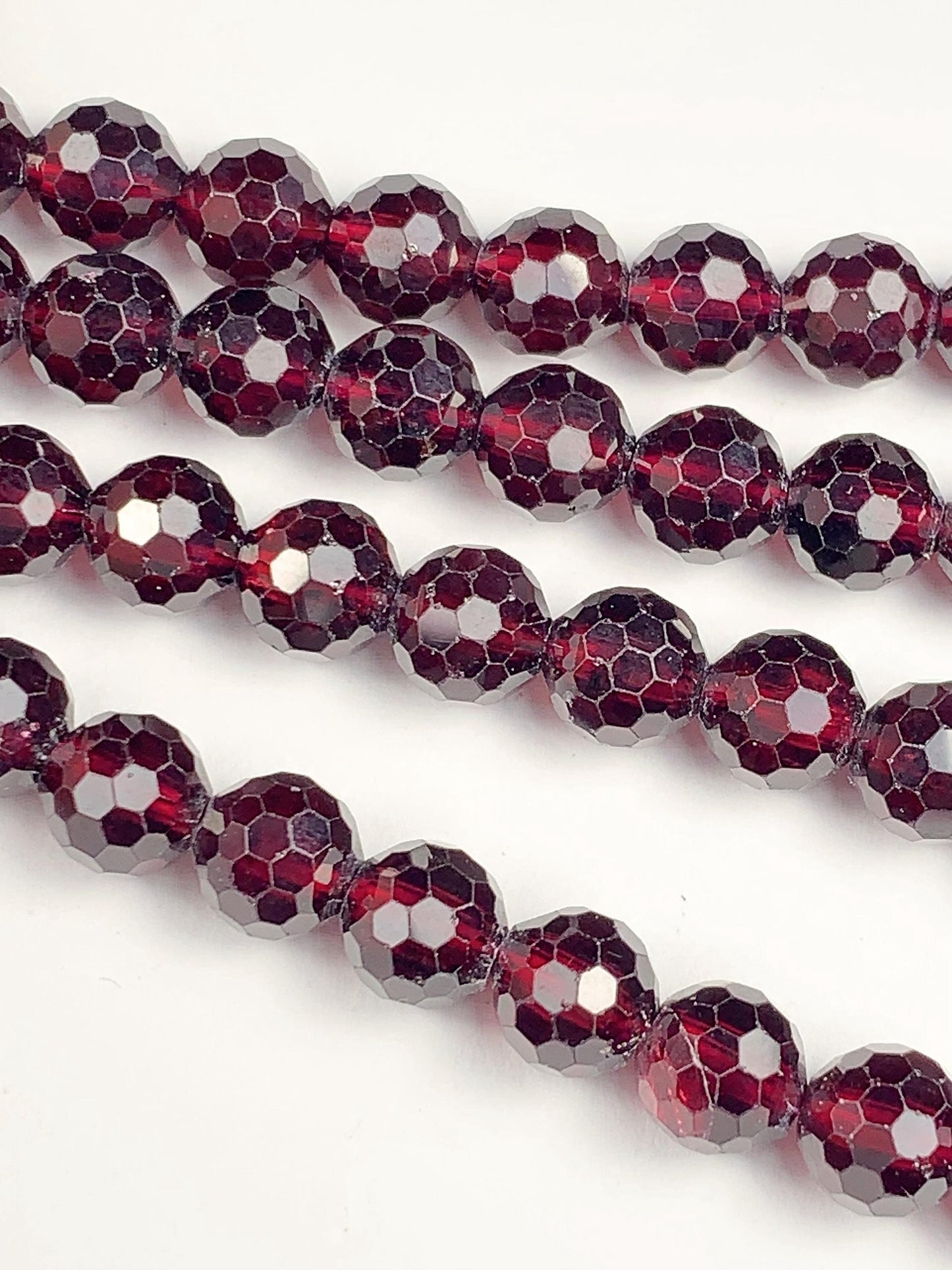6mm AAA Natural Mozambique Magenta Deep Purple Garnet Faceted Round Beads 7.5" Strand Gemstone