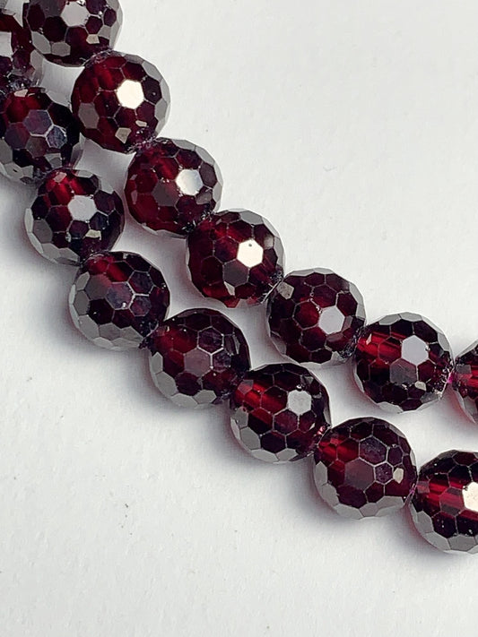 6mm AAA Natural Mozambique Magenta Deep Purple Garnet Faceted Round Beads 7.5" Strand Gemstone