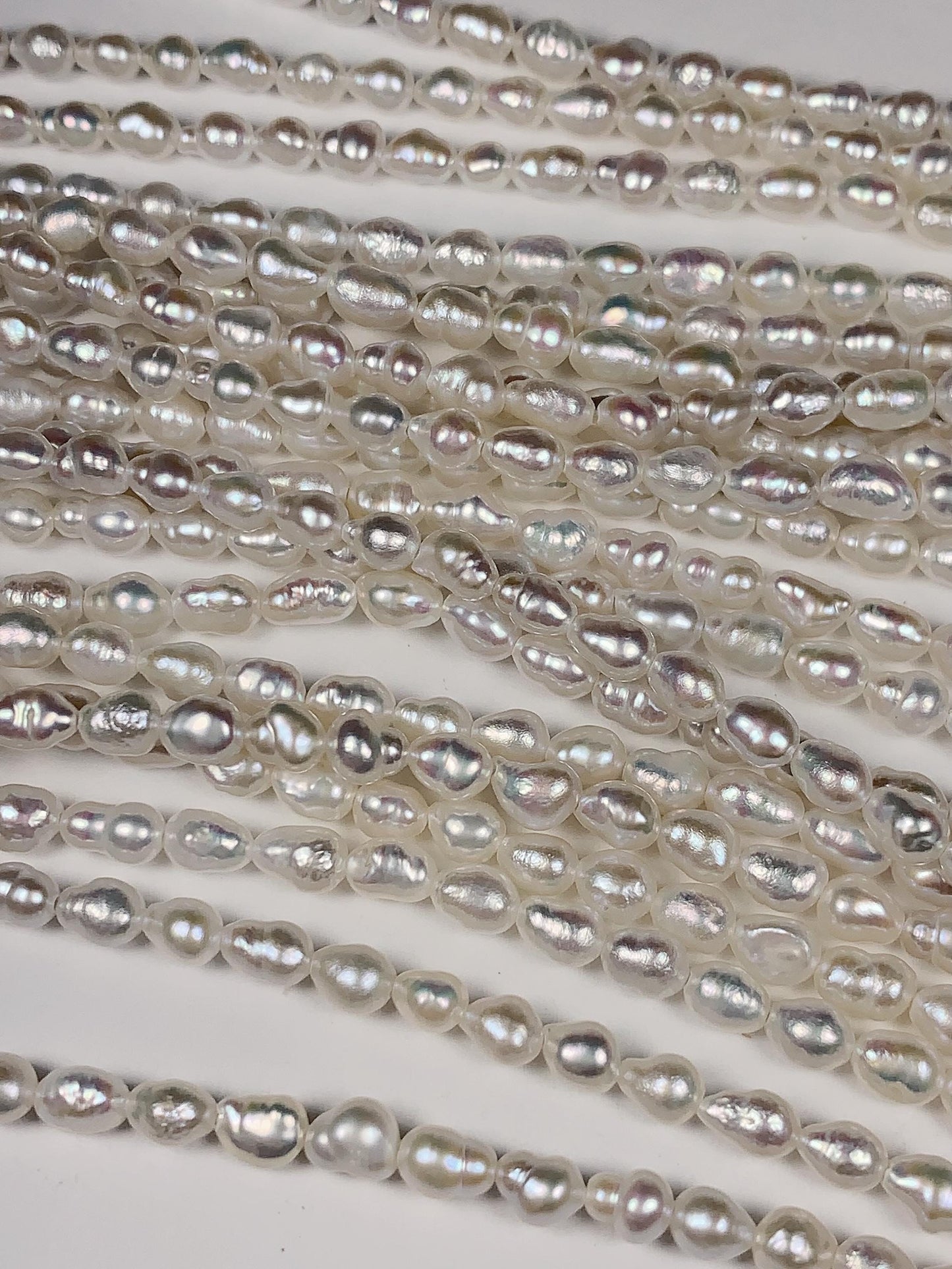 4mm Super Strong Luster Natural White Freshwater Pearl Baroque Beads: Genuine Gemstone Strand 15.5+