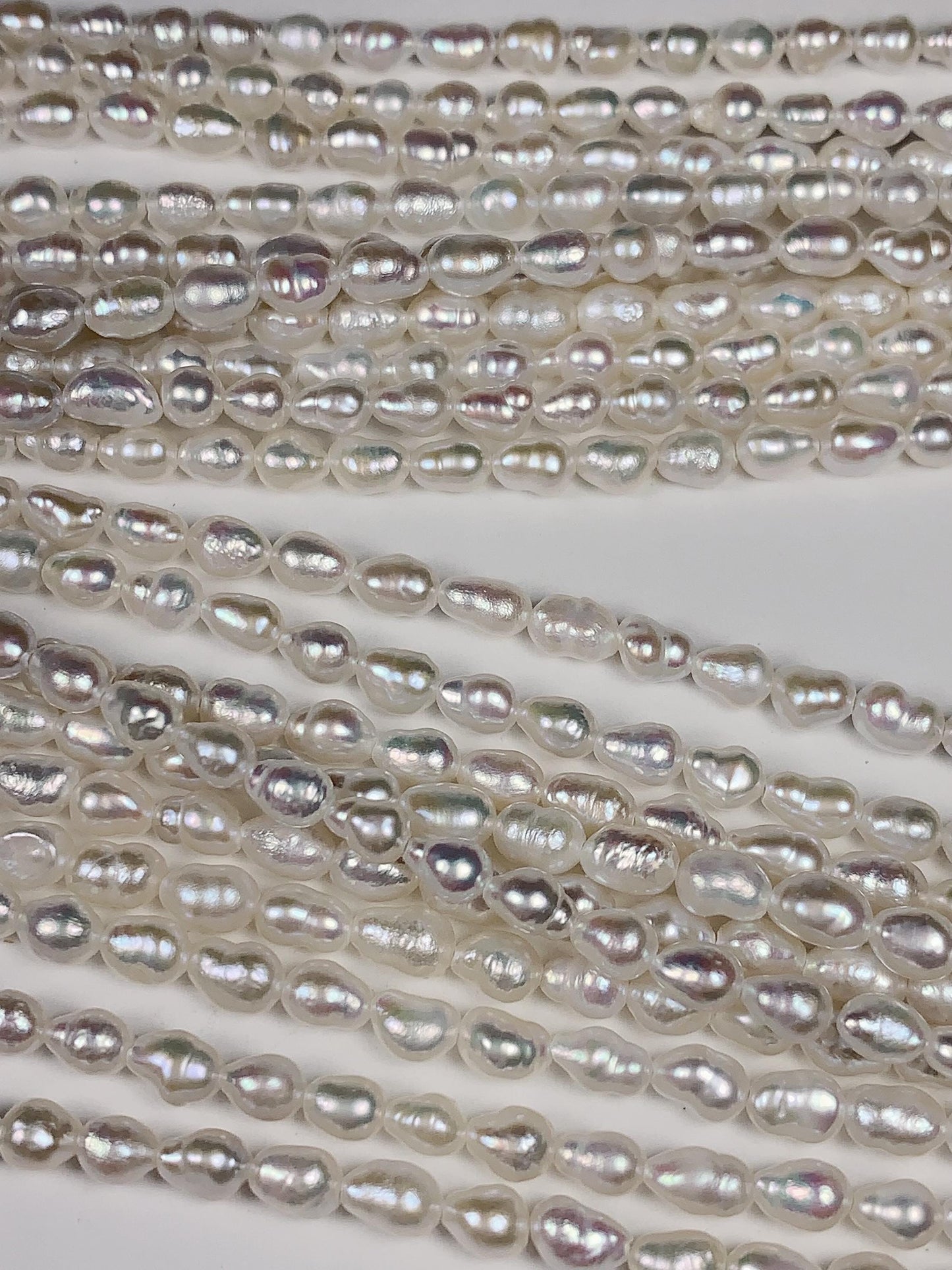 4mm Super Strong Luster Natural White Freshwater Pearl Baroque Beads: Genuine Gemstone Strand 15.5+