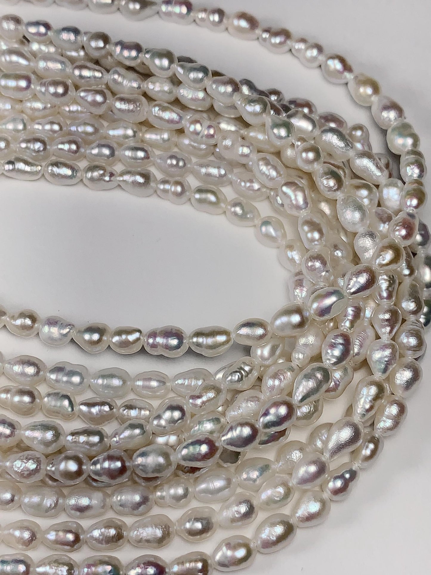 4mm Super Strong Luster Natural White Freshwater Pearl Baroque Beads: Genuine Gemstone Strand 15.5+