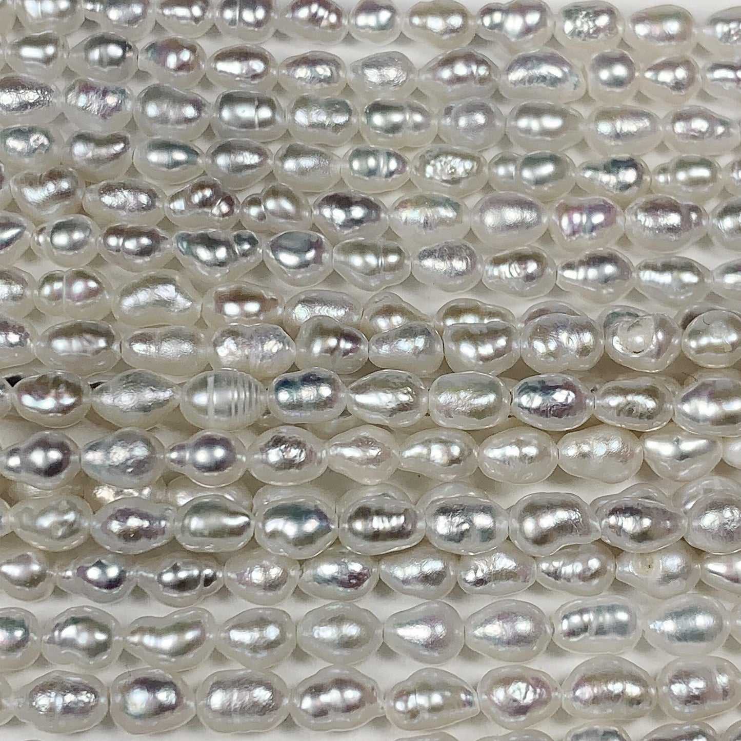 4mm Super Strong Luster Natural White Freshwater Pearl Baroque Beads: Genuine Gemstone Strand 15.5+