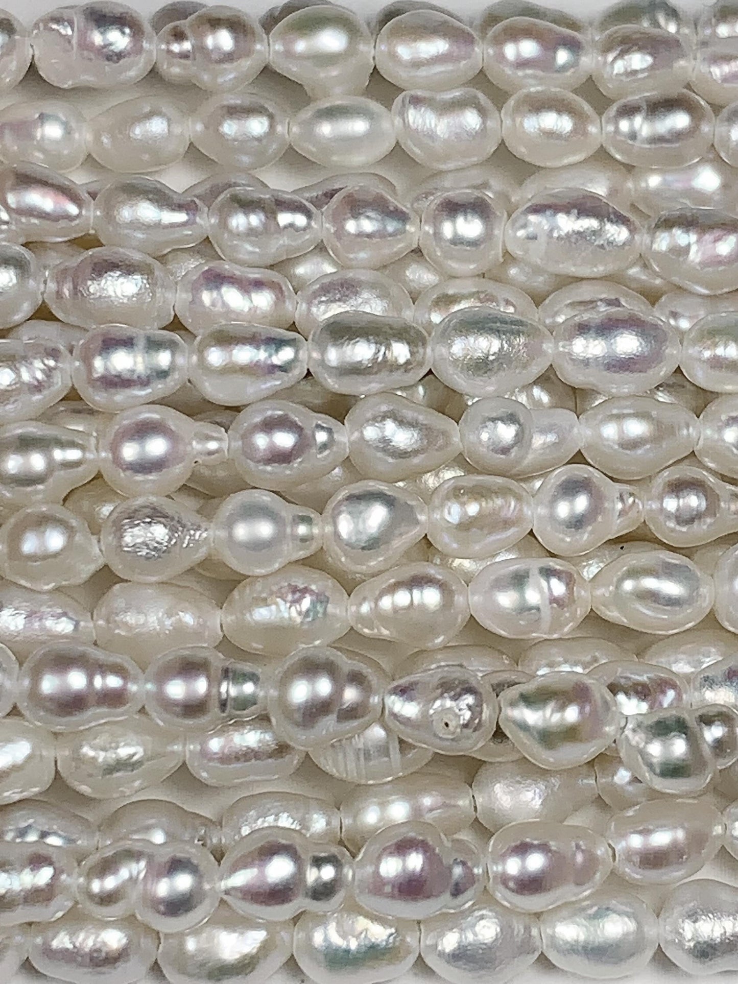 4mm Super Strong Luster Natural White Freshwater Pearl Baroque Beads: Genuine Gemstone Strand 15.5+