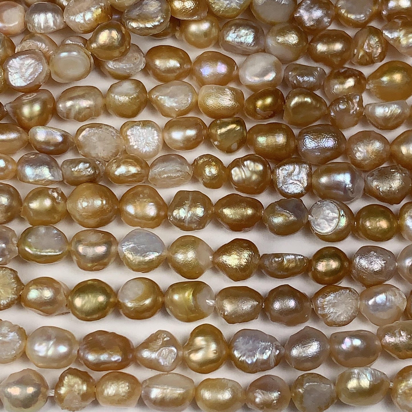 5mm Gold  Freshwater Pearl Baroque Beads: Genuine Gemstone Strand 7.5+