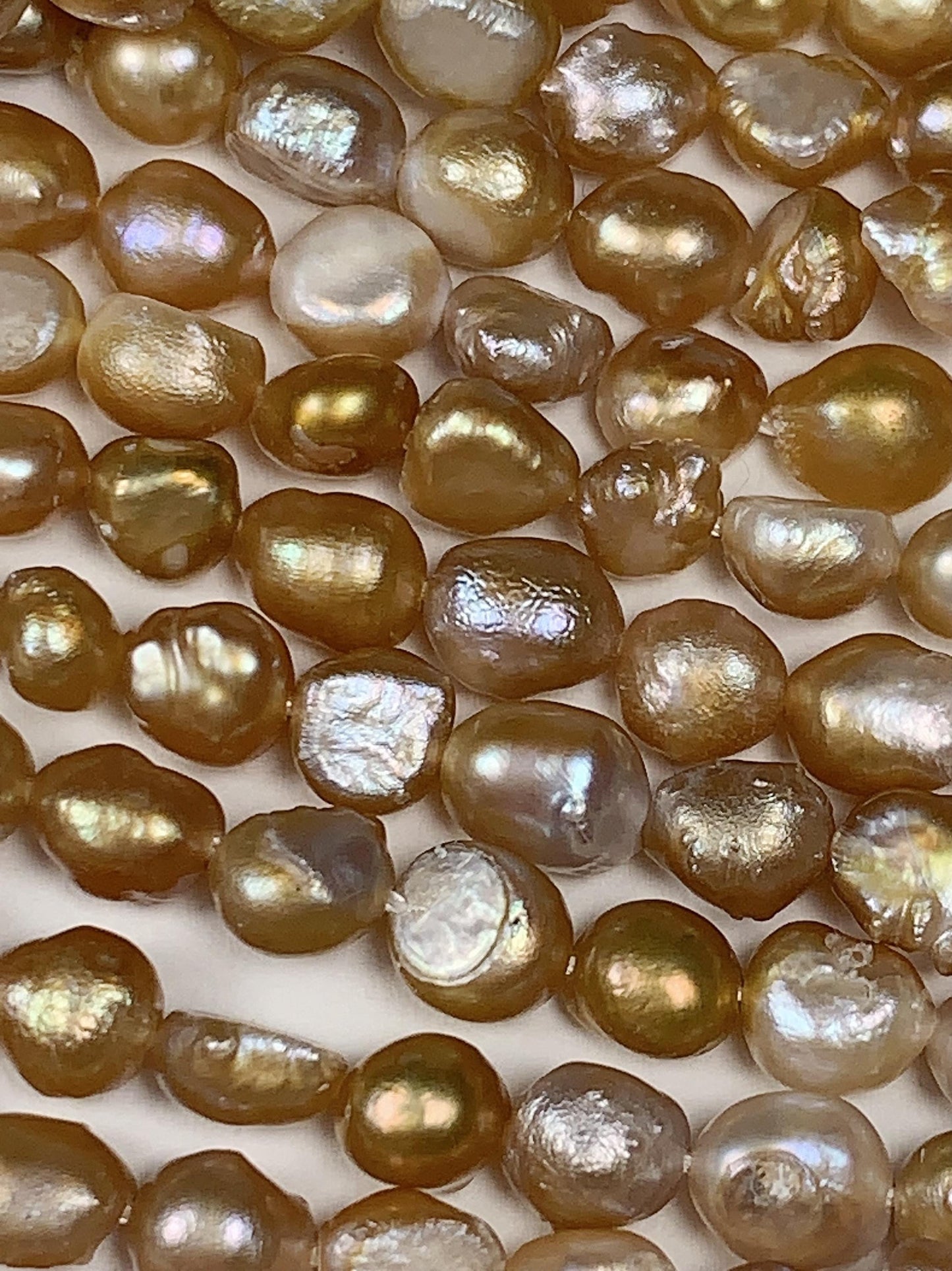 5mm Gold  Freshwater Pearl Baroque Beads: Genuine Gemstone Strand 7.5+