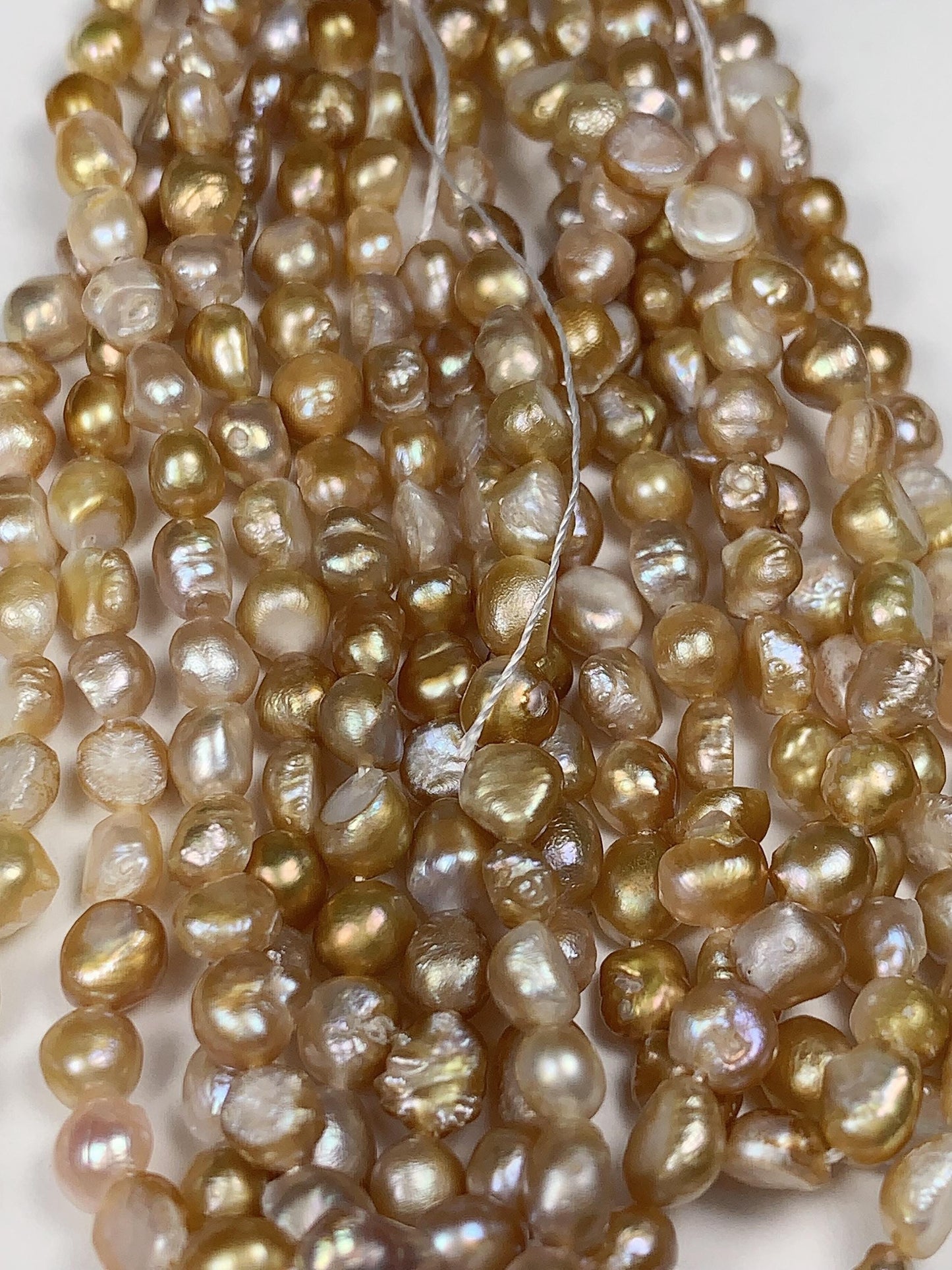 5mm Gold  Freshwater Pearl Baroque Beads: Genuine Gemstone Strand 7.5+