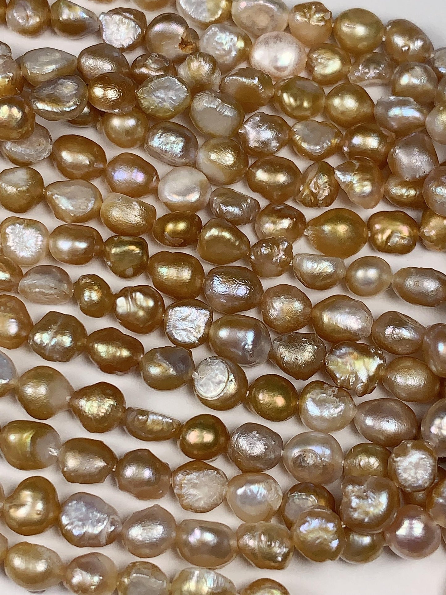 5mm Gold  Freshwater Pearl Baroque Beads: Genuine Gemstone Strand 7.5+