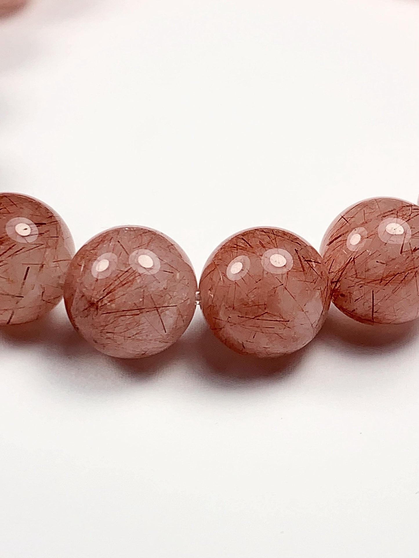 High Quality Natural Red Copper Rutilated Quartz  Stretch Bracelet 8mm 10mm 12mm Smooth Round
