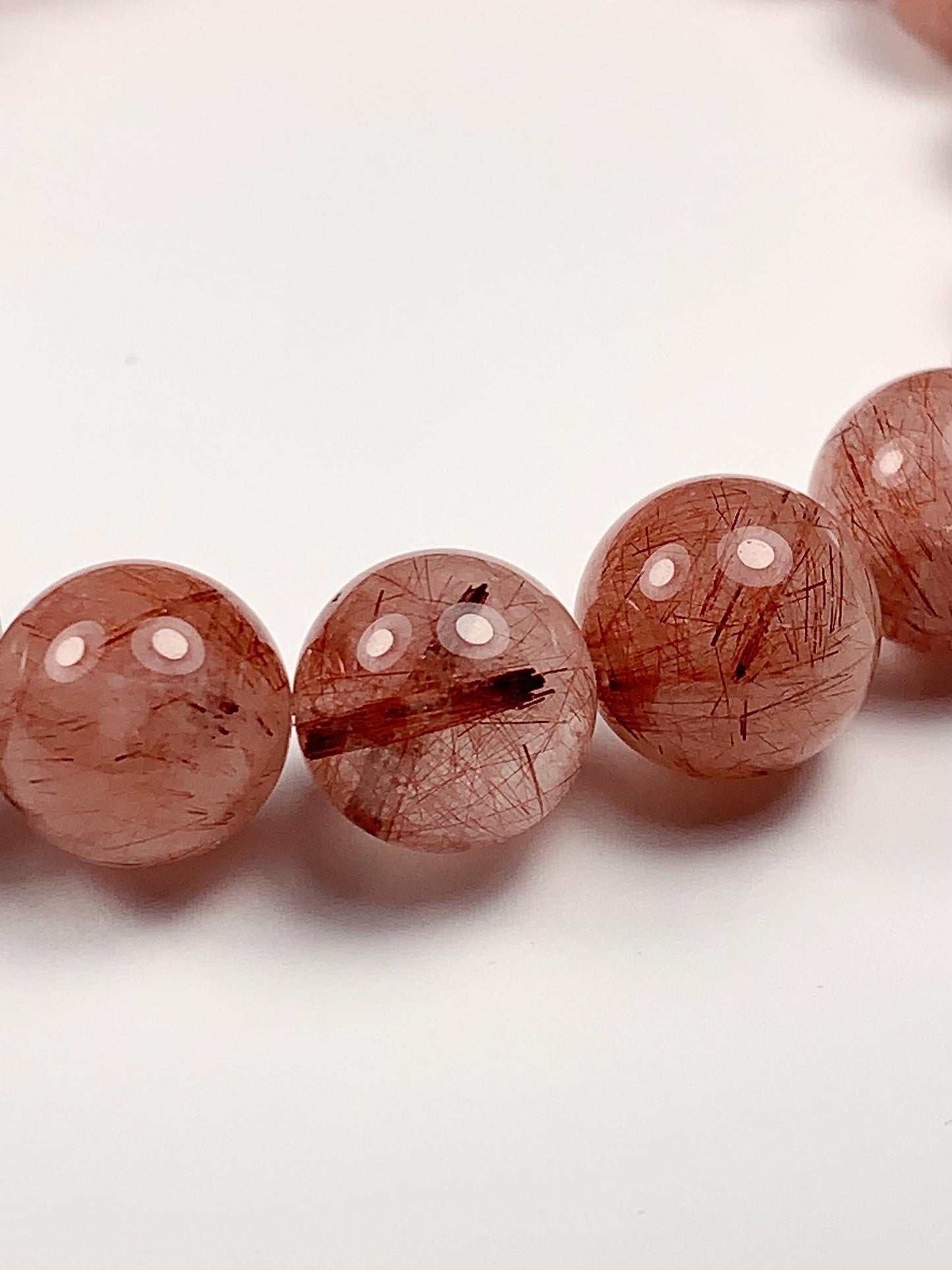 High Quality Natural Red Copper Rutilated Quartz  Stretch Bracelet 8mm 10mm 12mm Smooth Round