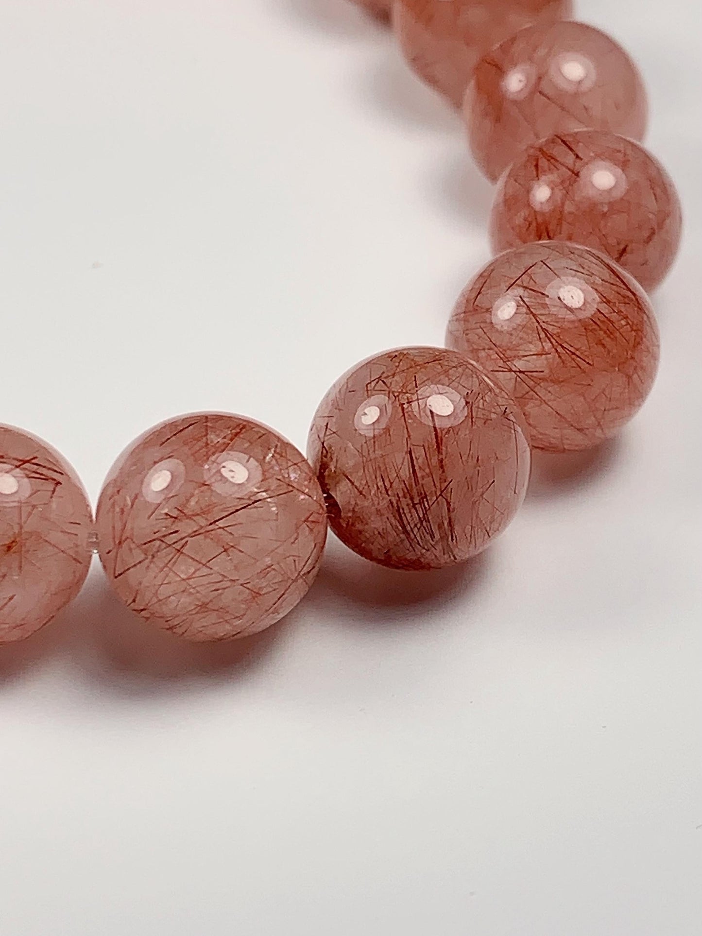 High Quality Natural Red Copper Rutilated Quartz  Stretch Bracelet 8mm 10mm 12mm Smooth Round