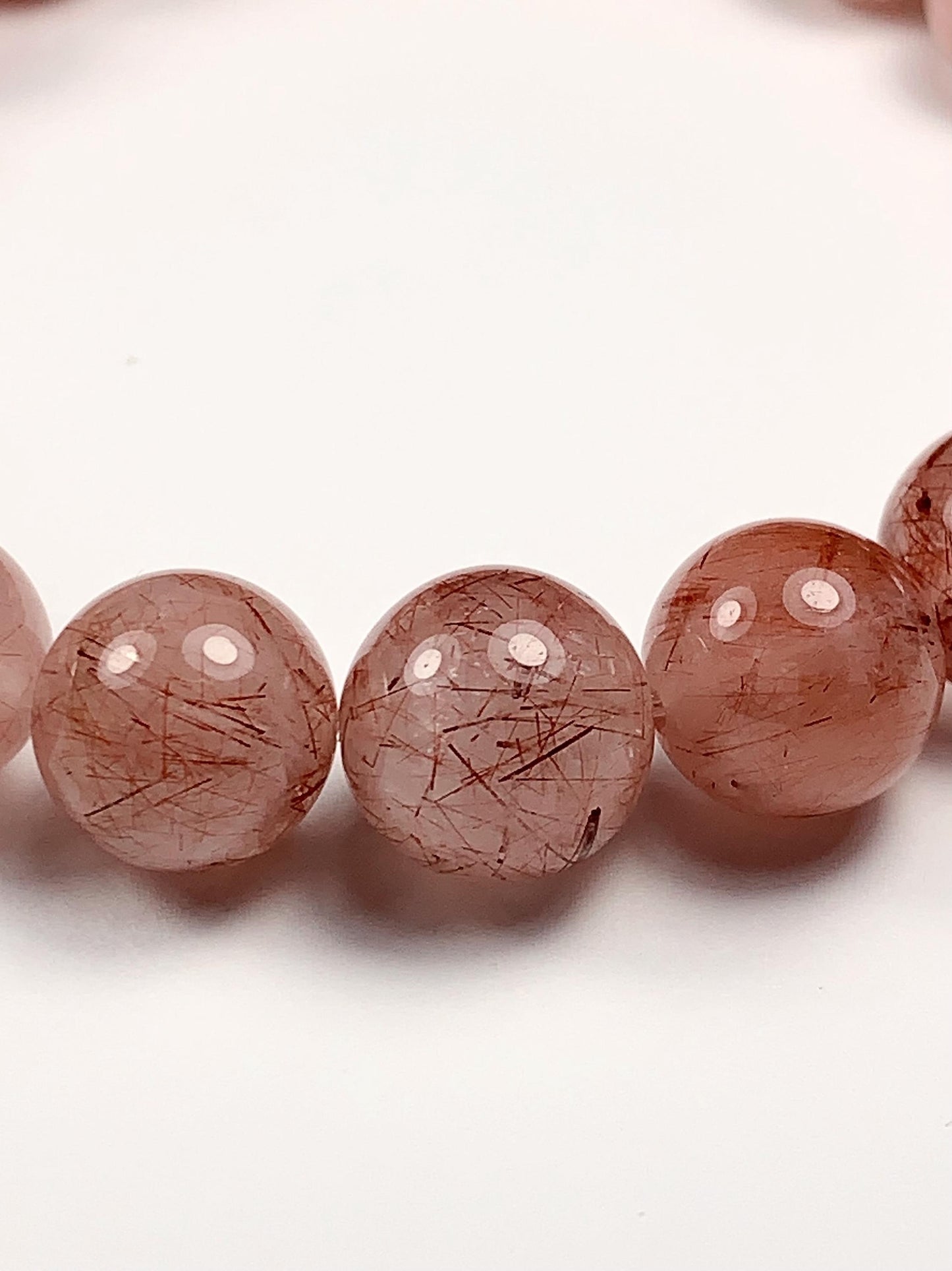 High Quality Natural Red Copper Rutilated Quartz  Stretch Bracelet 8mm 10mm 12mm Smooth Round