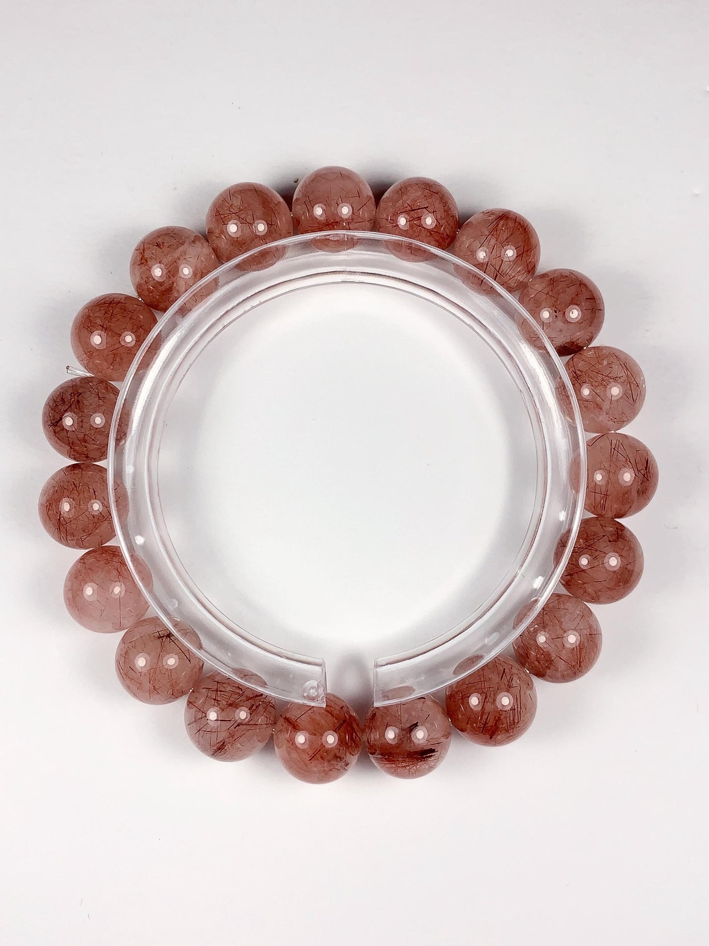 High Quality Natural Red Copper Rutilated Quartz  Stretch Bracelet 8mm 10mm 12mm Smooth Round
